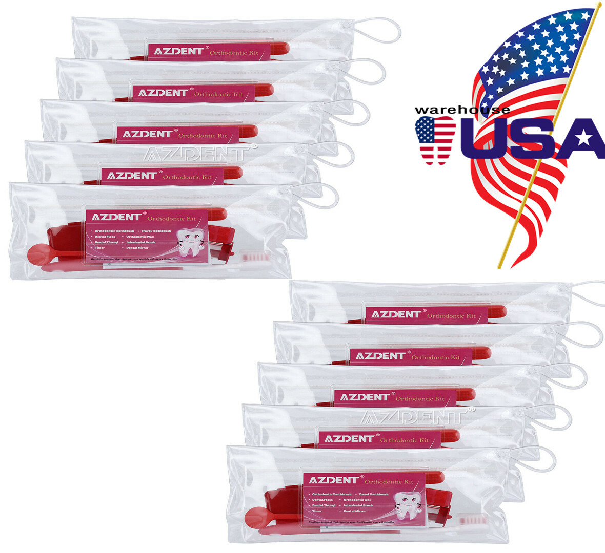 10X AZDENT Dental Orthodontic Oral Care Kit Hygiene Clean Tools Teeth Whitening