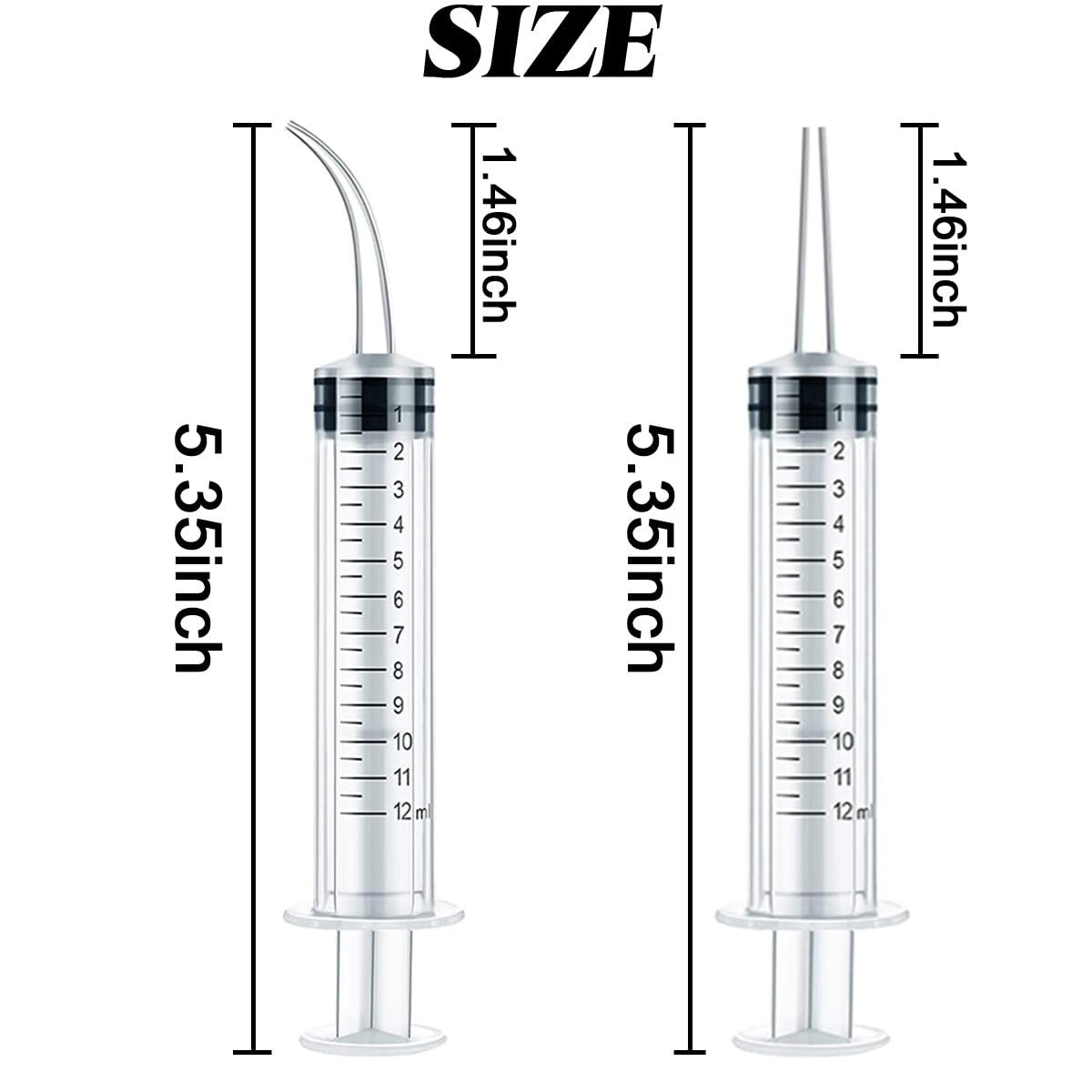 TIHOOD 16PCS 12ml/cc Plastic Syringes Set, Syringe with Curved Tip and Clear