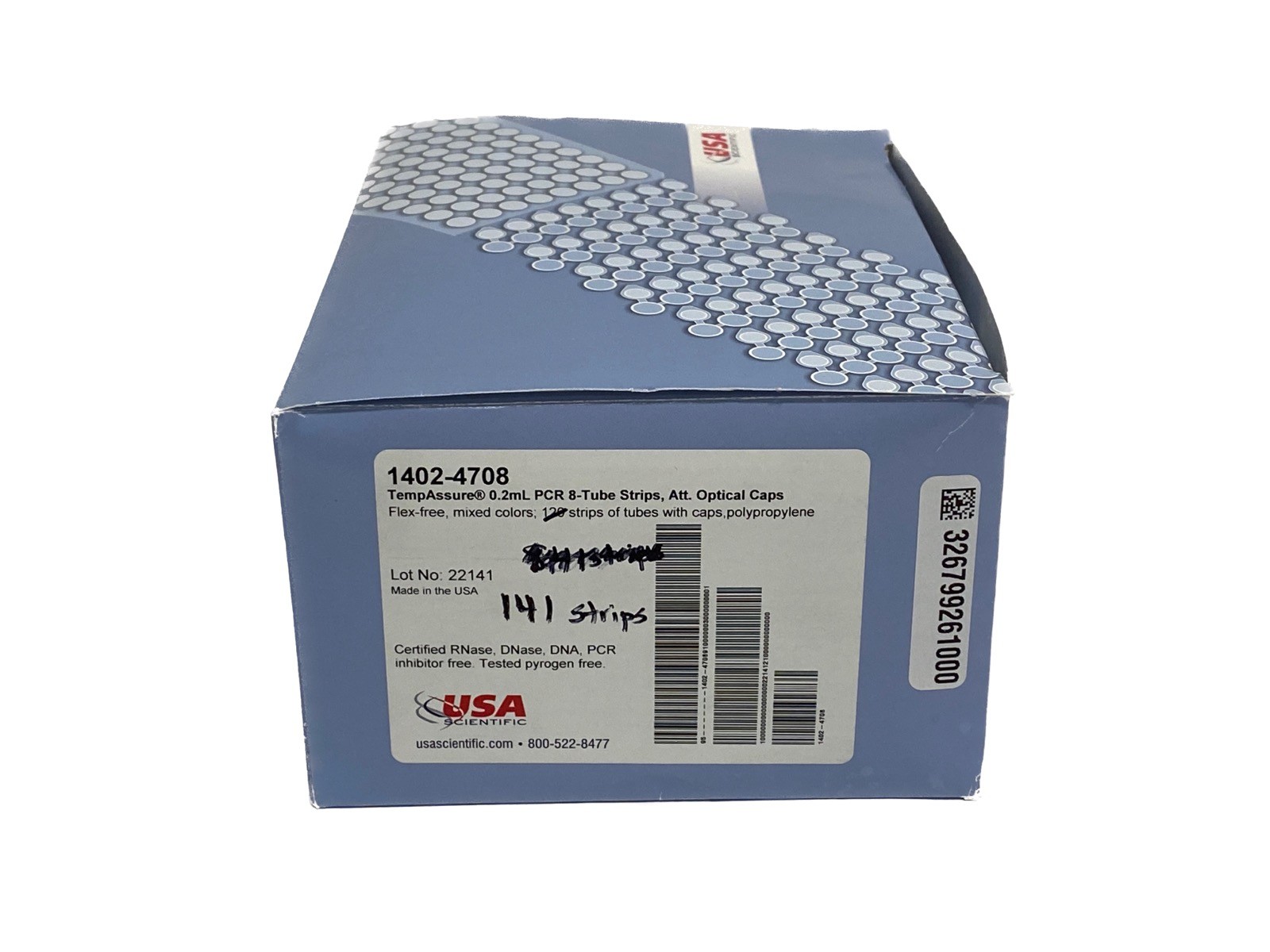 (141) USA TempAssure 0.2mL PCR 8-Tube Strip Centrifuge Tube Optical Cap 14024708