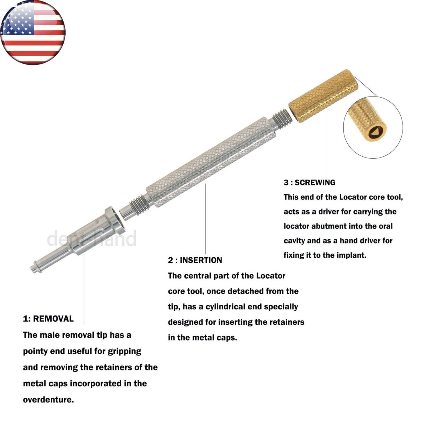 US Dental Zimmer Locator Abutment PA Dia=3.5mm 1-5mm Implant Retention Caps Tool