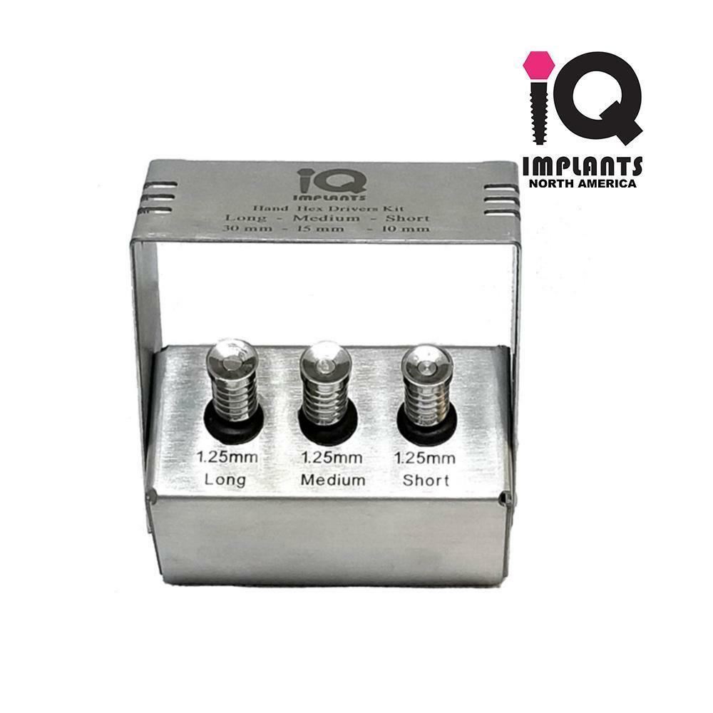 IQ Implants™ USA Hand Hex Drivers 1.25mm (0.05″), 4pcs Kit with Carrier Box