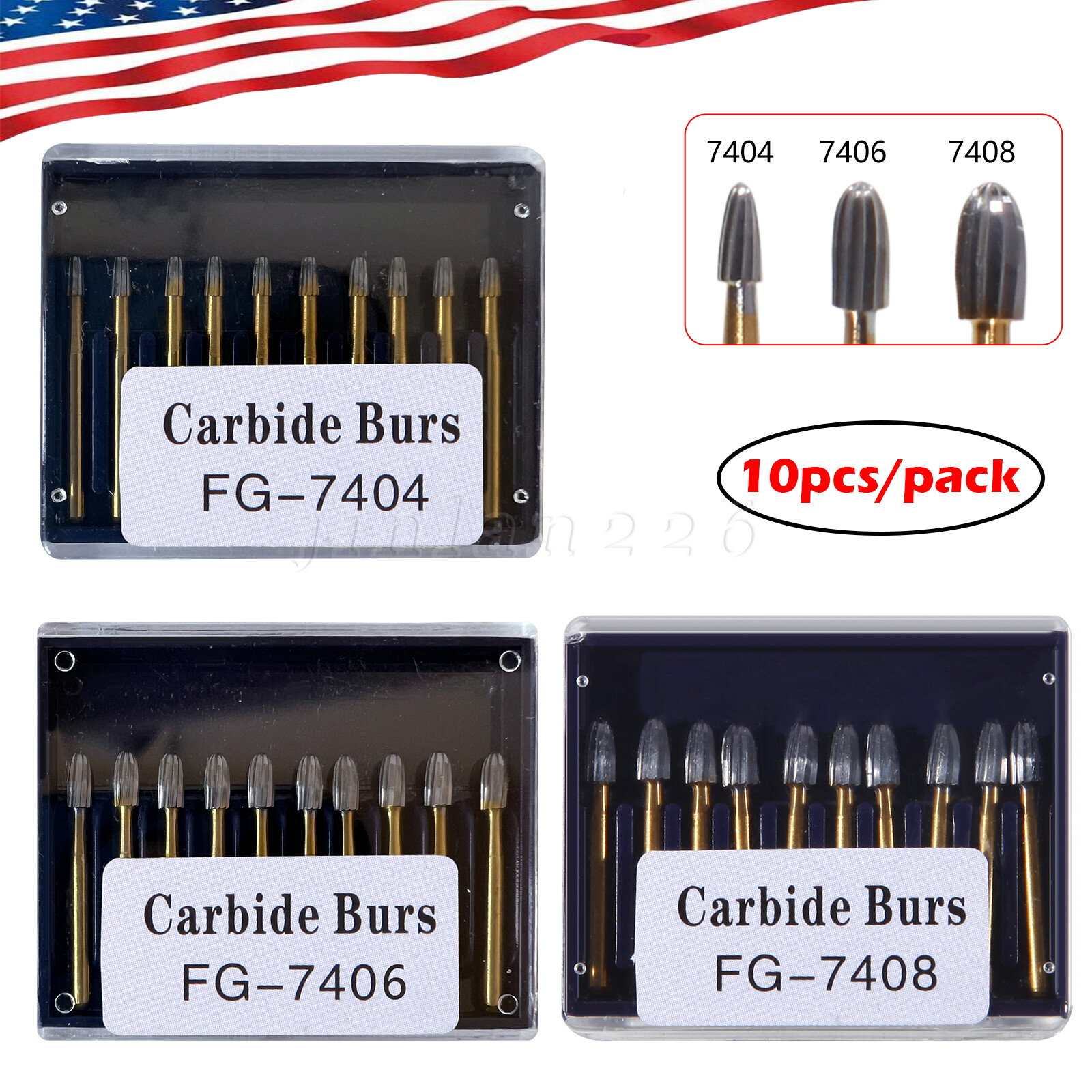Dental Tungsten Carbide Burs Trimming Finishing Egg Football FG 7404 7406 7408
