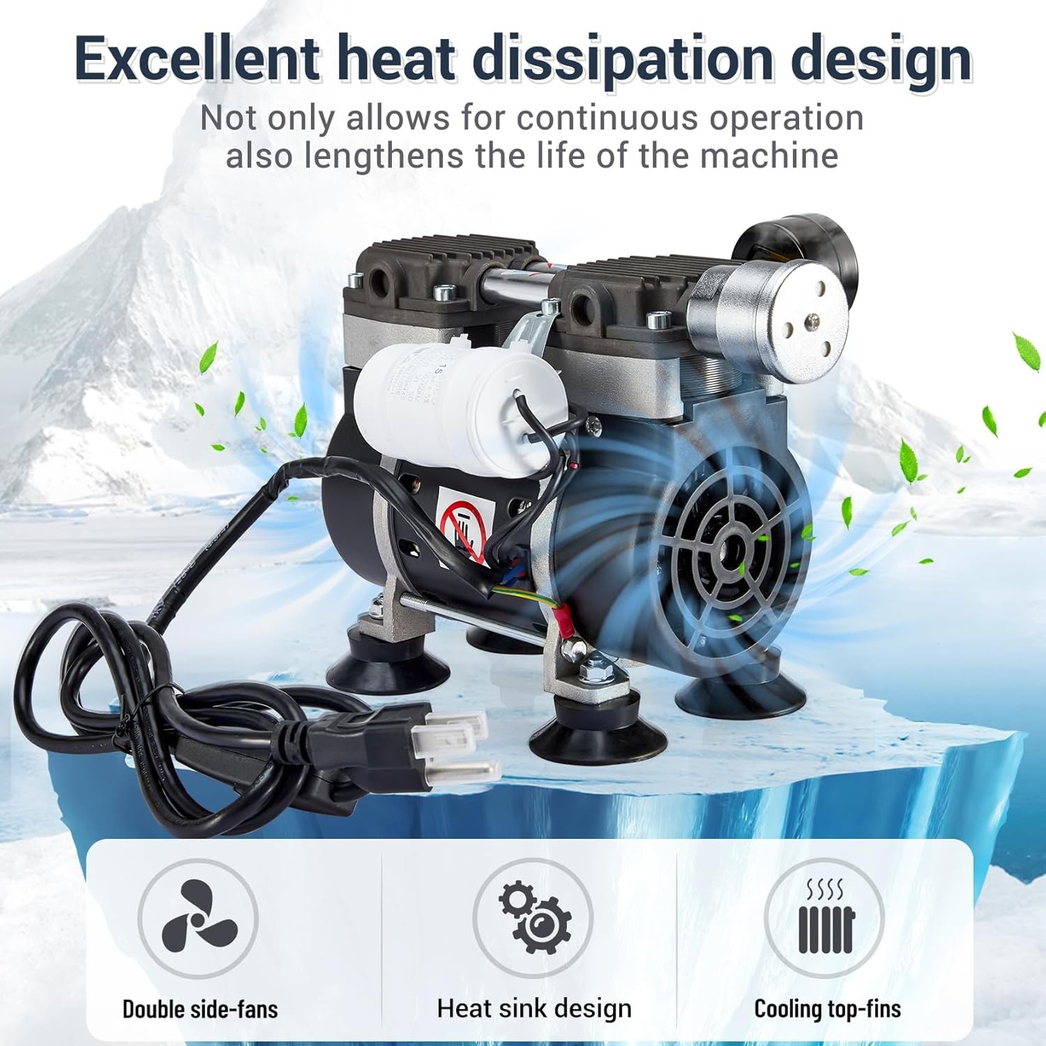 50L/min 180W Lab Vacuum Pump+1000mL Lab Suction Filtering Filtration Flask Glass