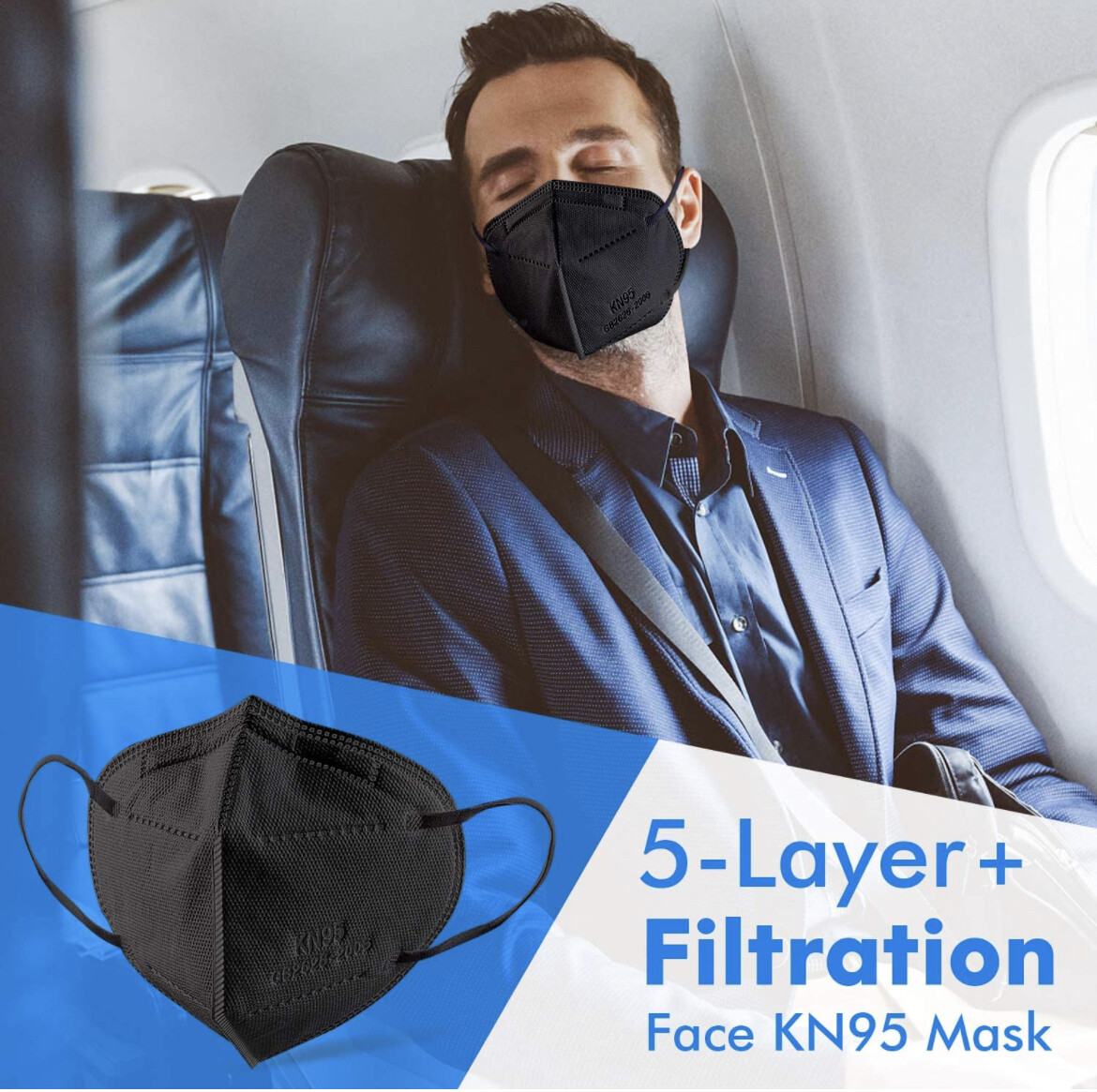 10/40 Pcs KN95 Protective 5 Layer Adult Black Face Mask BFE 95% Disposable Masks