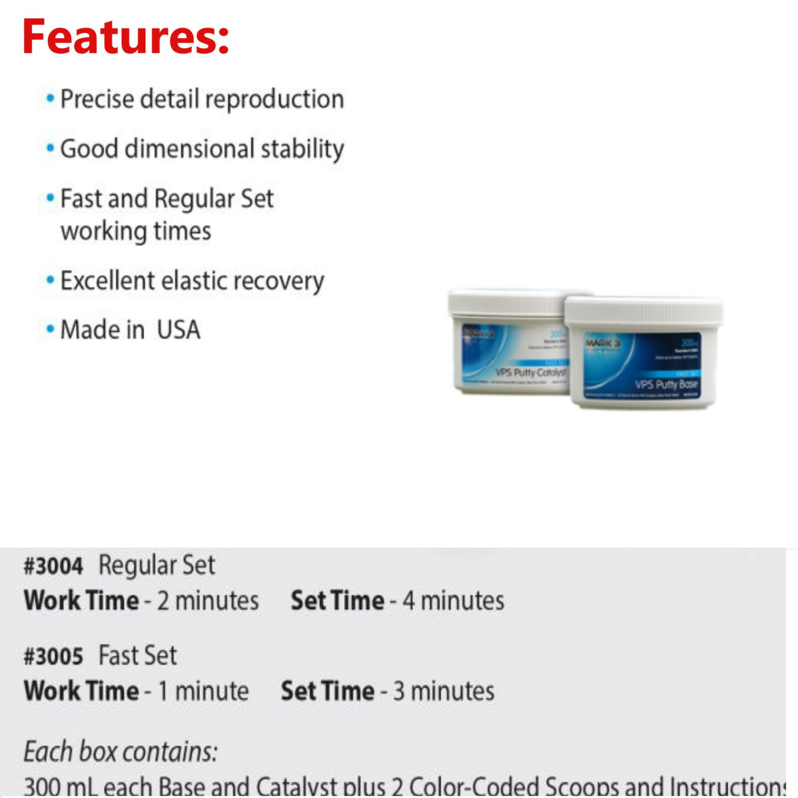 Dental VPS Putty VPS Impression Material Base Catalyst 600 ml Express putty VPS