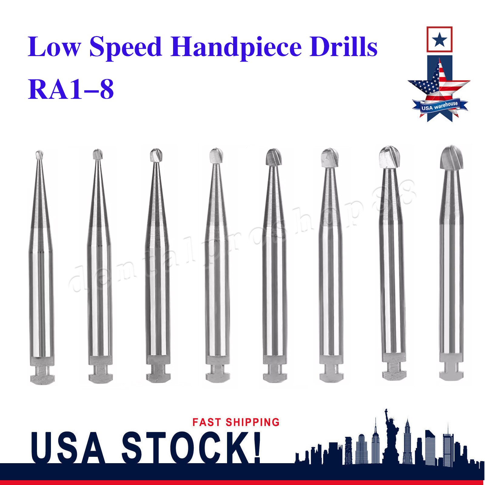 Dental Round Carbide Bur for Slow Speed Latch Type RA 1# -RA 8# Burs 22.5mm