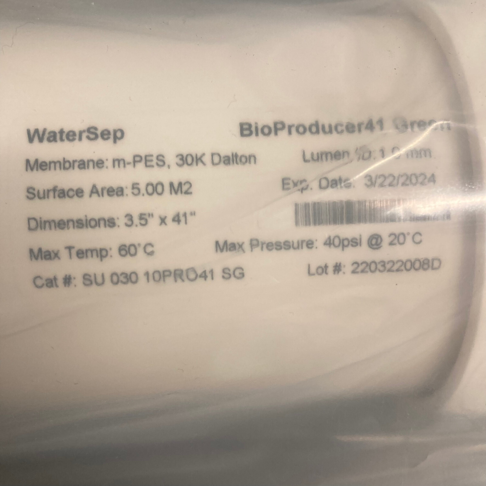 Hollow Fiber Filter Cartridge – WaterSep – 030-10PRO41 – 30k Dalton – 1.0mm