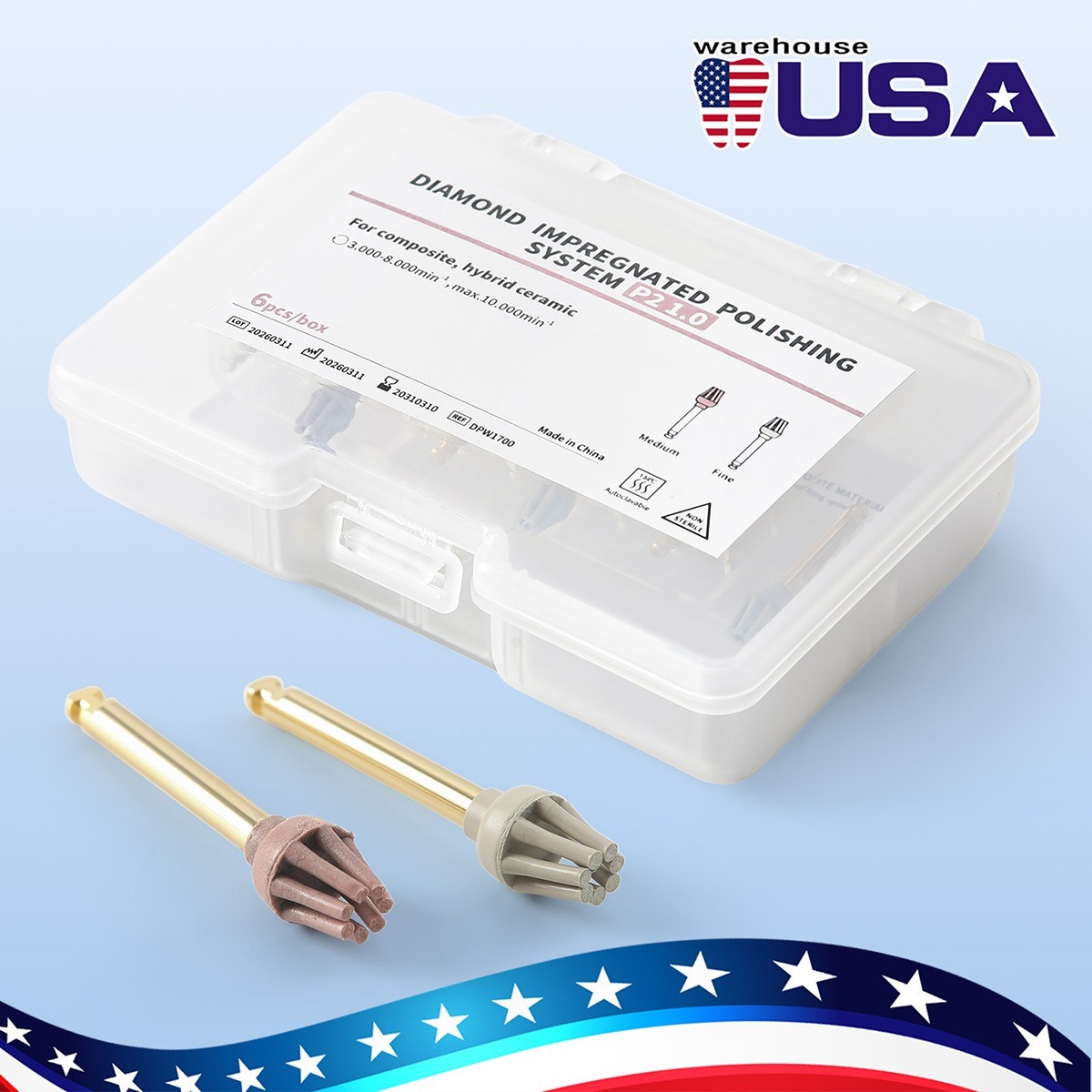 6pcs Dental Composite Resin kit Polishing Wheel RA Medium/Fine for Pre-polishing