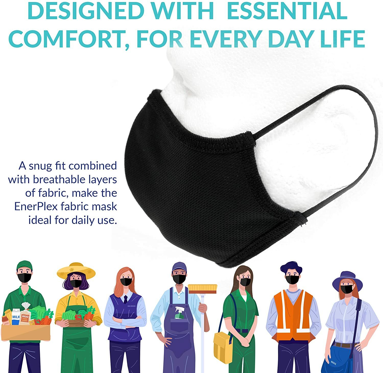 Black Face Mask Washable Reusable Cotton Safety Protection 1/3/5/10/25 50/100