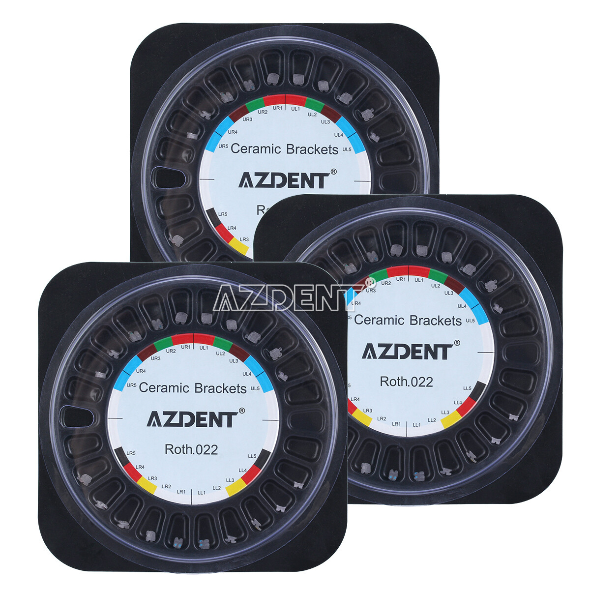 AZDENT Dental Orthodontic Ceramic Brackes Braces Roth /MBT .022 Hooks 3 4 5