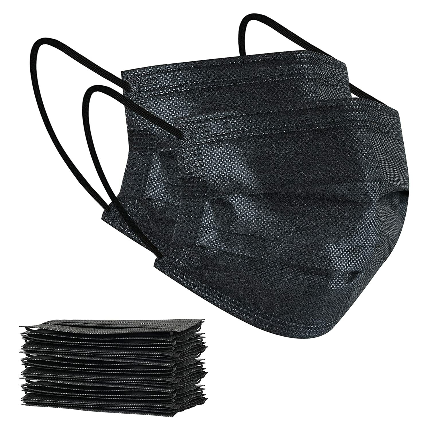 50 Pcs Black White Face Mask Disposable Non Medical Surgical Earloop Mouth Cover