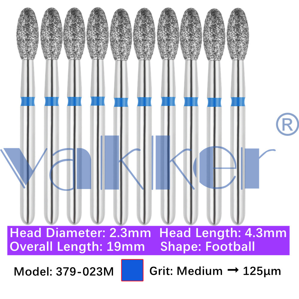Vakker® 10pc/pk Diamond Burs Egg Diamond Bur Super Fine Medium Coarse