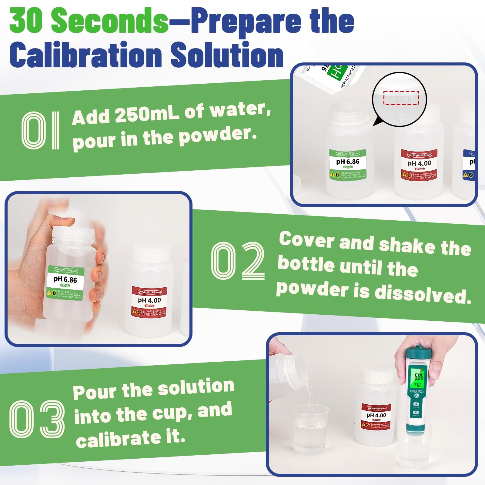 ORAPXI 15 Pack pH Meter Calibration Solution Buffer Powder for…