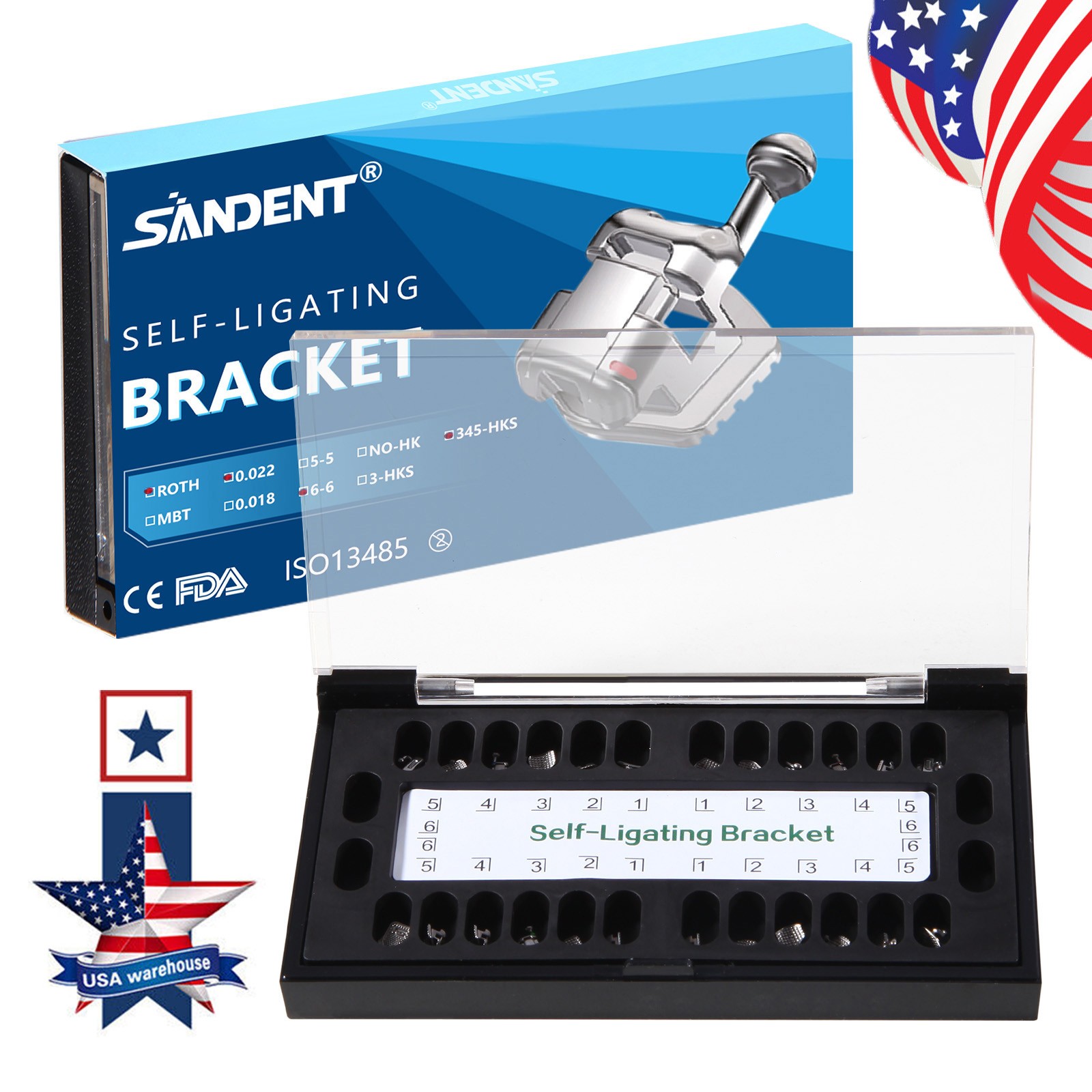 SANDENT Dental Orthodontic Self-Ligating Brackets Braces Roth.022 Hook 3-4-5