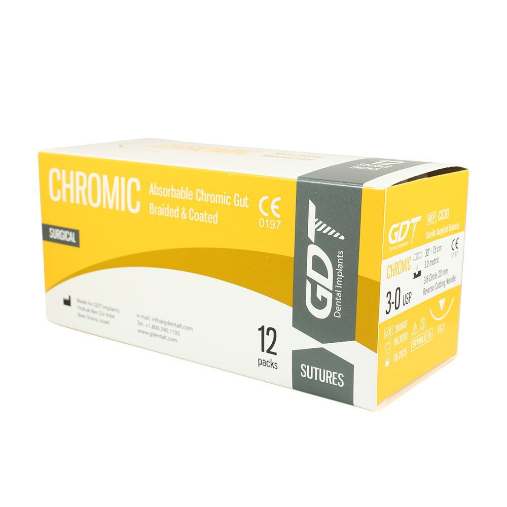Chromic Monofilament Gut 3/0 Suture Emergency First Aid Home Wound Treating 75cm