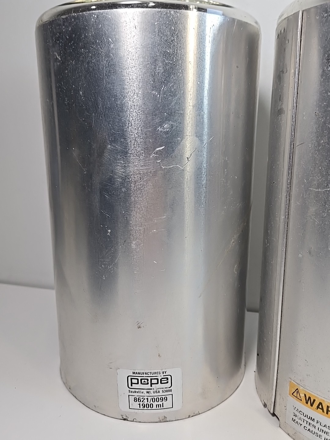 POPE 1900mL 120mm ID 190mm Depth Cylindrical Glass Aluminum Dewar Flask 86210099