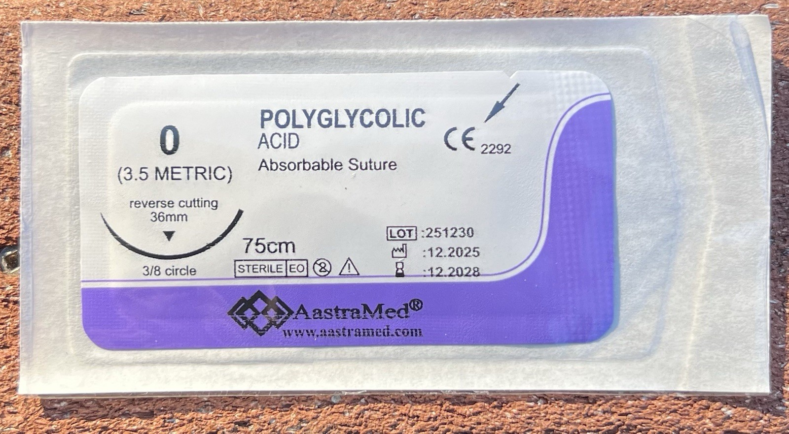 0/0 PGA Suture, 72ct (3 Boxes) Polyglycolic Acid, Veterinary Dental, R-cut 36mm
