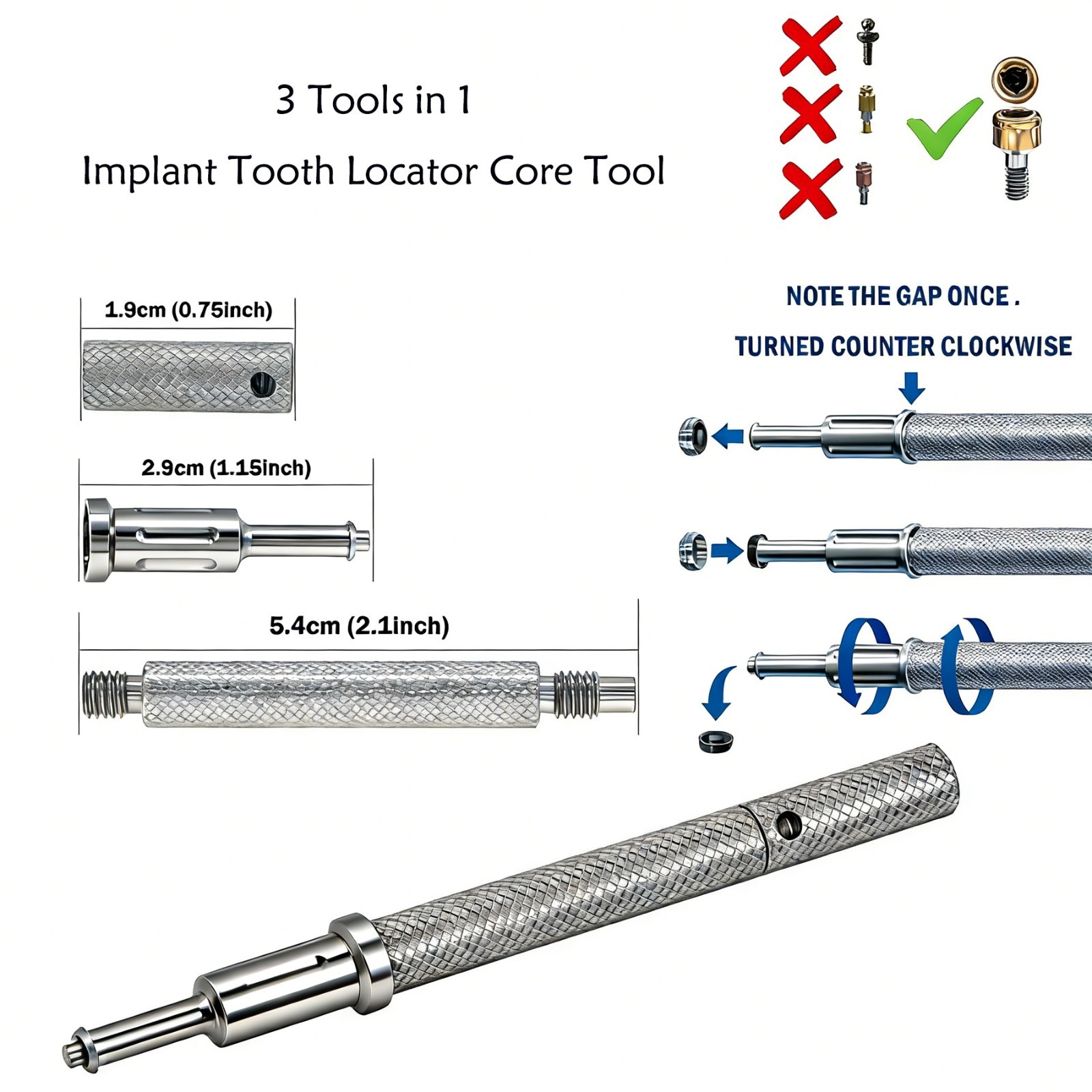 Dental Locator Core Tool Insertion Extraction Tool for Zest Legacy Locator Caps