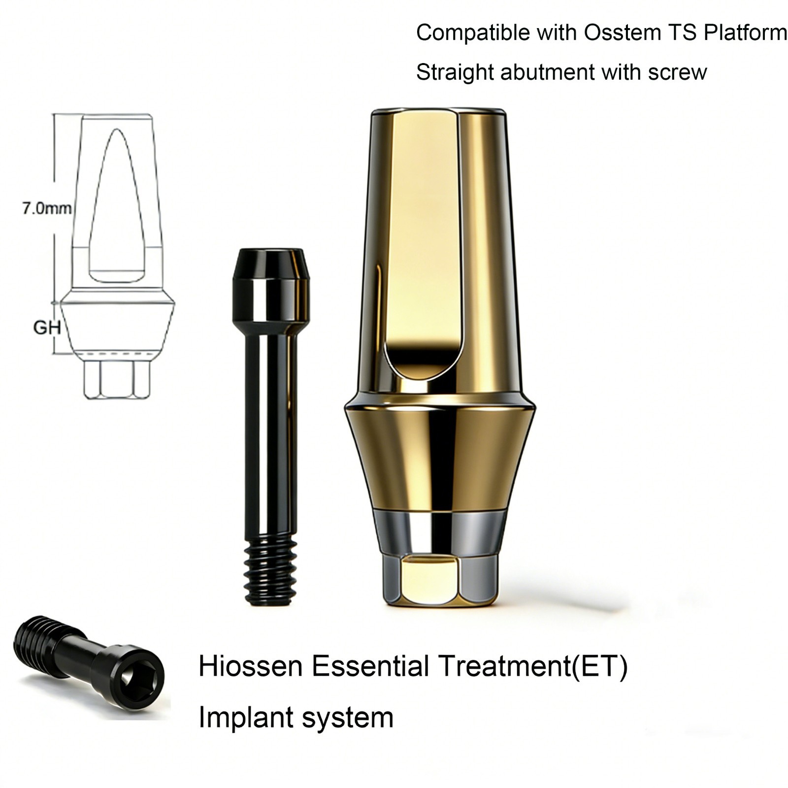 US Dental Titanium Straight Abutment Fit Hiossen System Restoration Mini/Regular