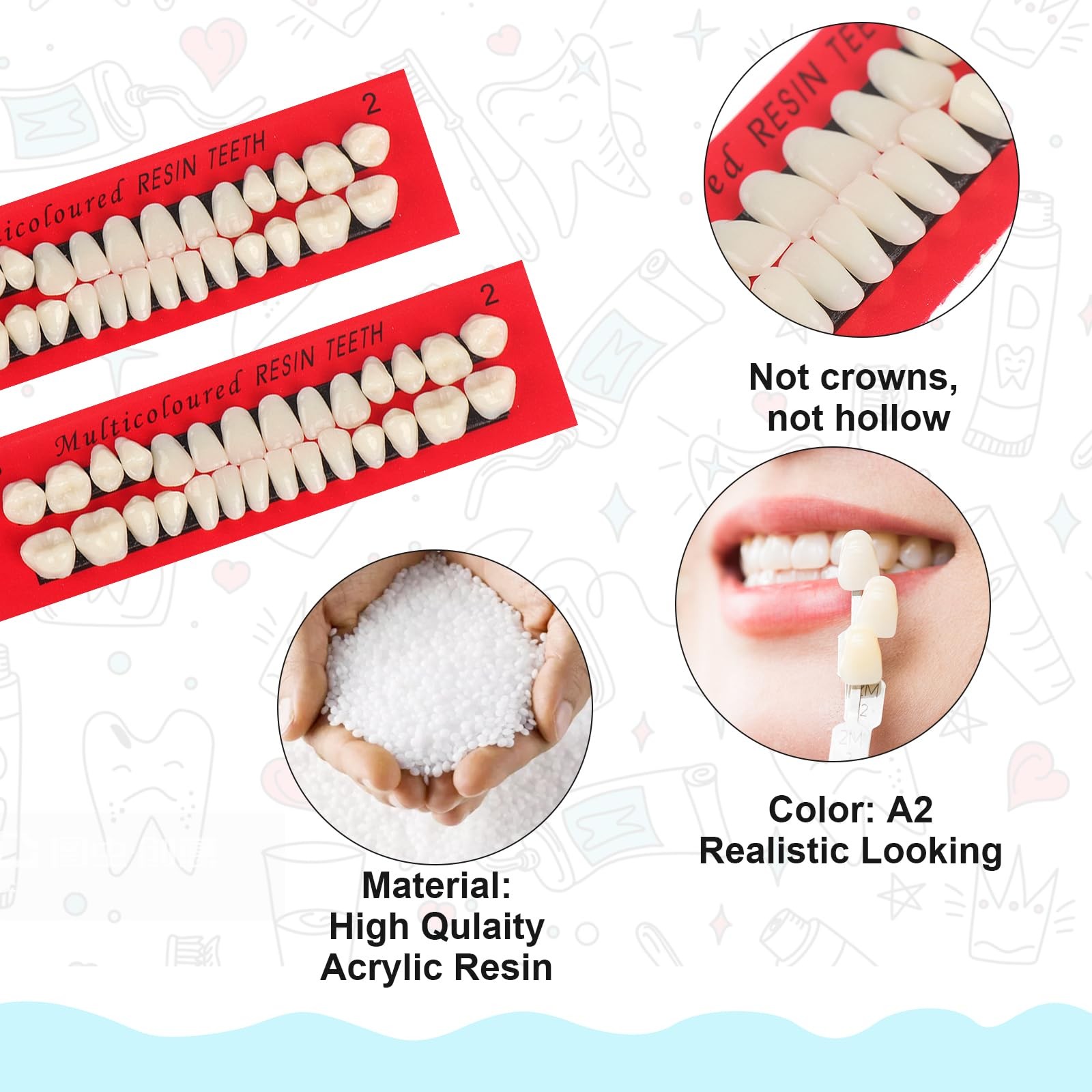 224 PCS Acrylic Resin Fake Teeth Complete Acrylic Resin Denture Dental Teeth …