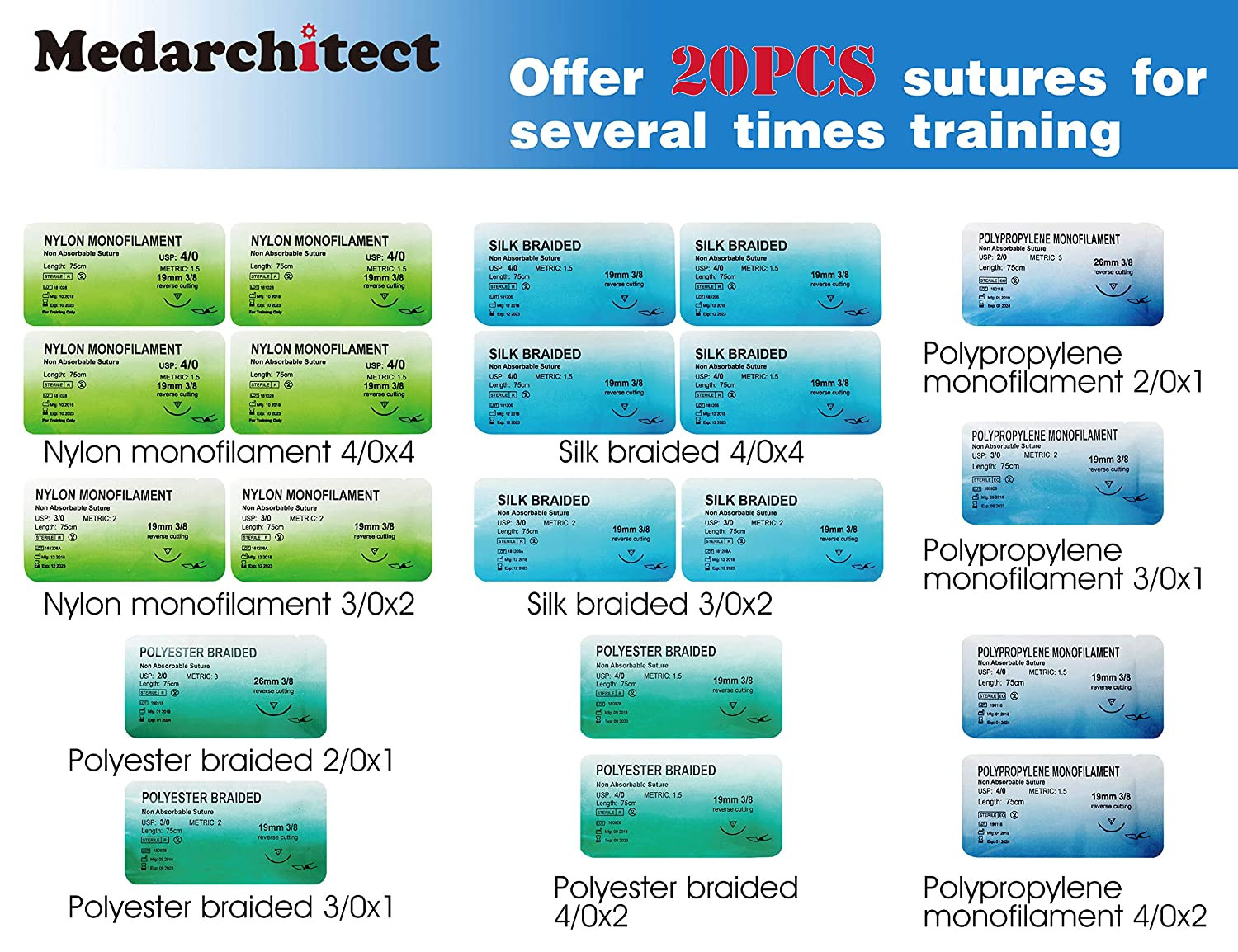kit de sutura quirurgicas y dental para practicar profesional dentista y doctor