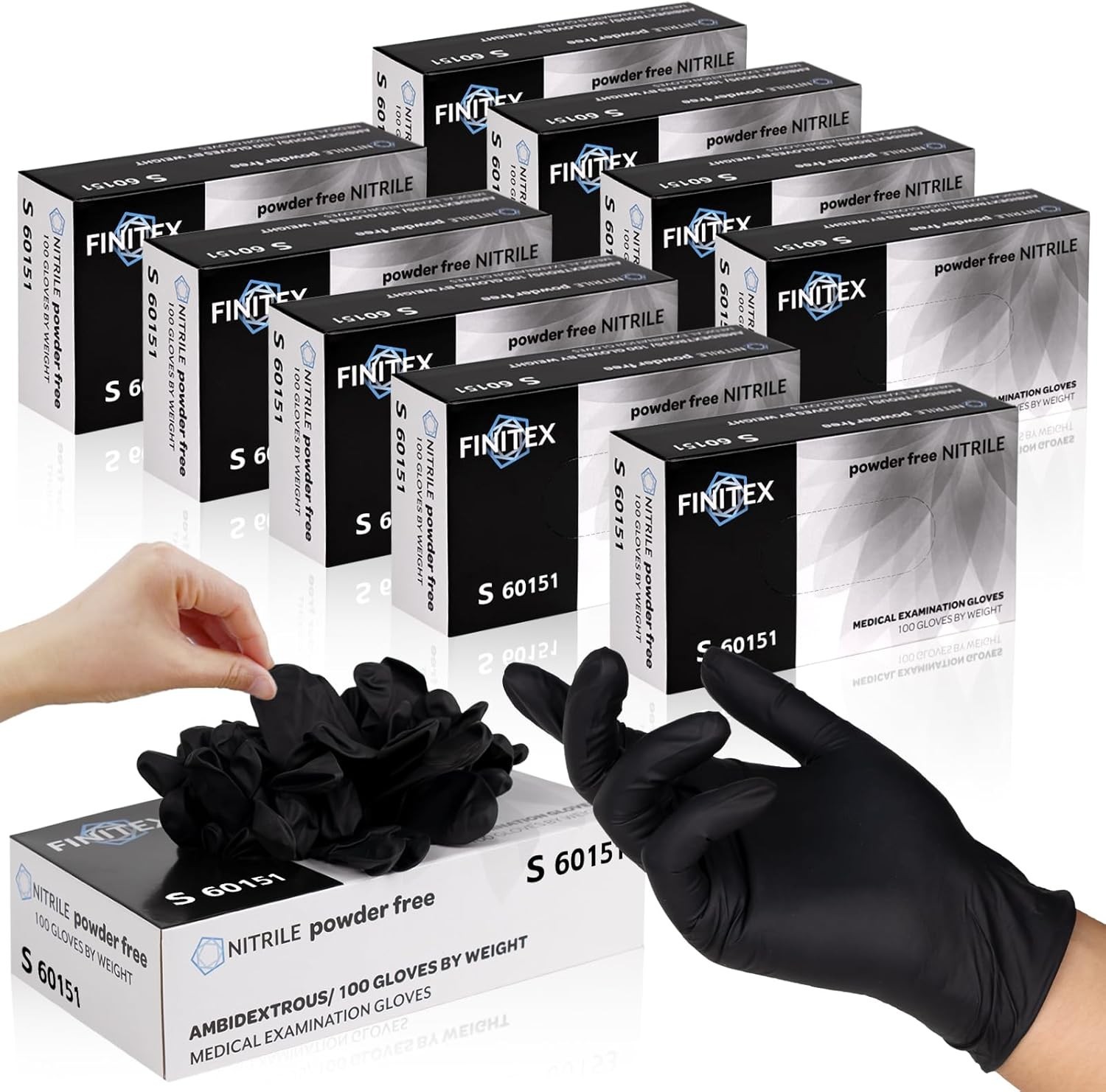 Black Nitrile Disposable Gloves, Exam Gloves, Powder-free, Latex-free, 3mil, …