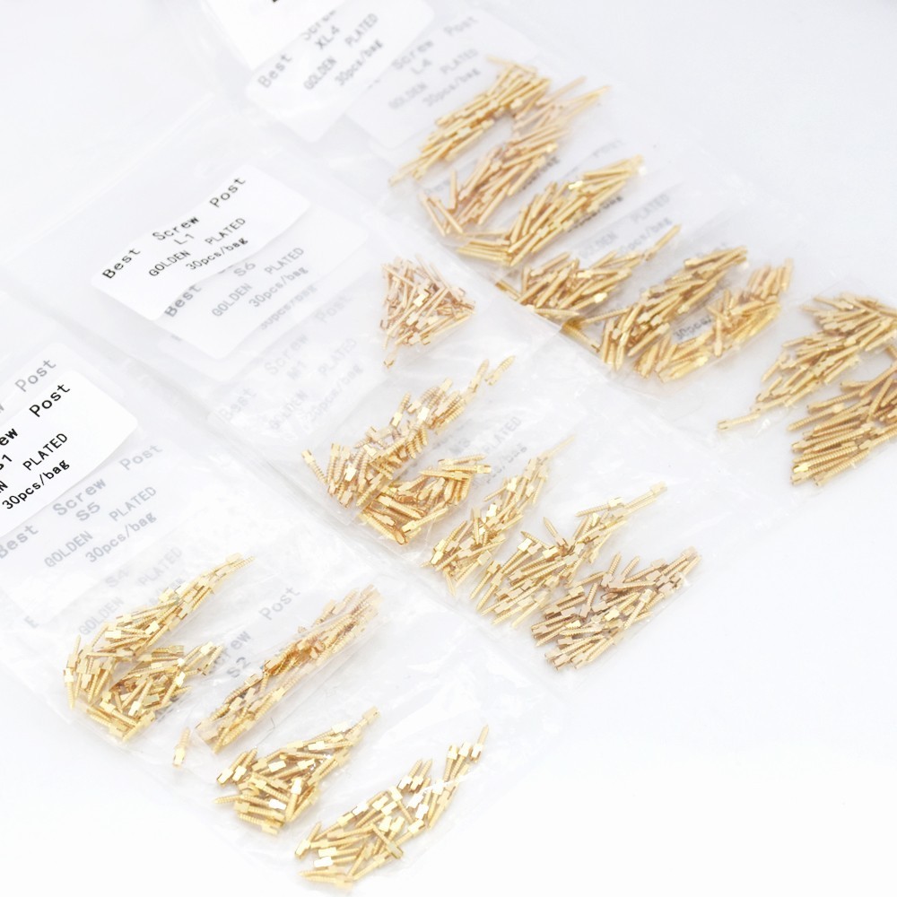 120/240pcs Dental Endo Screw Posts Root Canal Pins Conical Screws Gold Plated