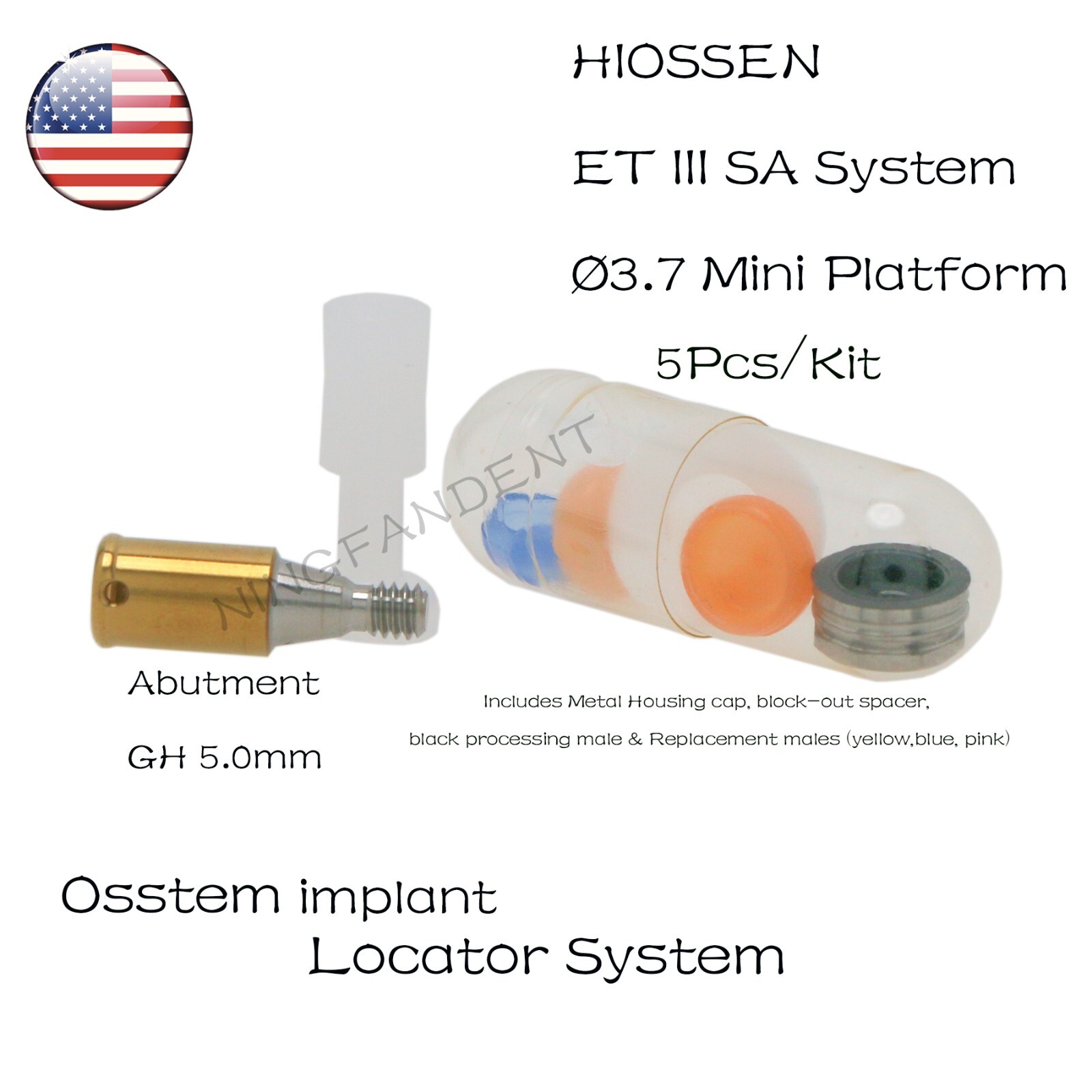US Implant Locator Abutment & Retention Caps For Hiossen ET III Mini/Standard