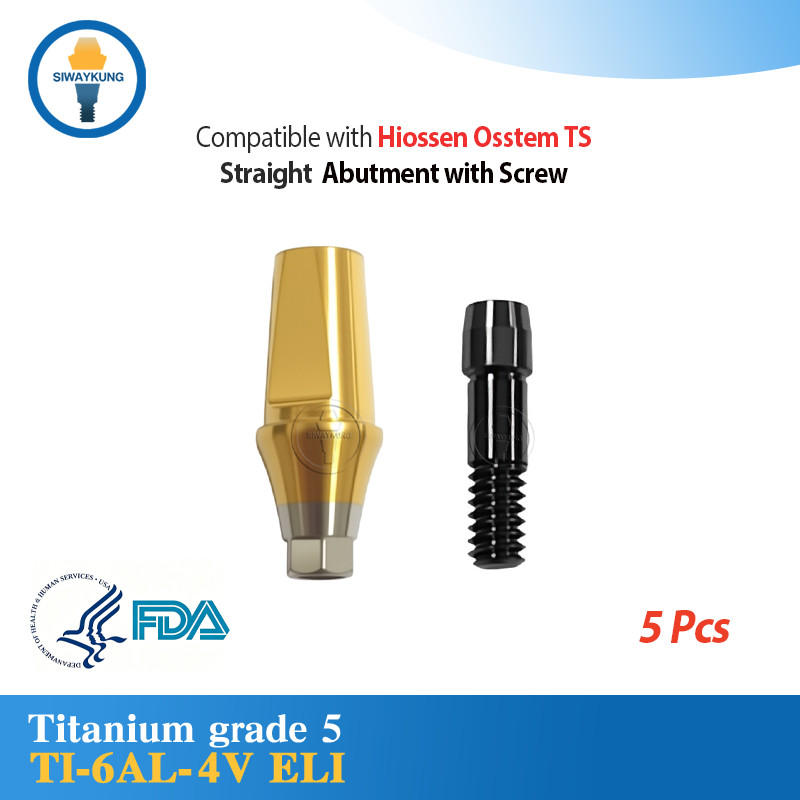 5Pcs Straight abutment titanium Dental Fit to Hiossen Osstem TS Mini Regular Hex