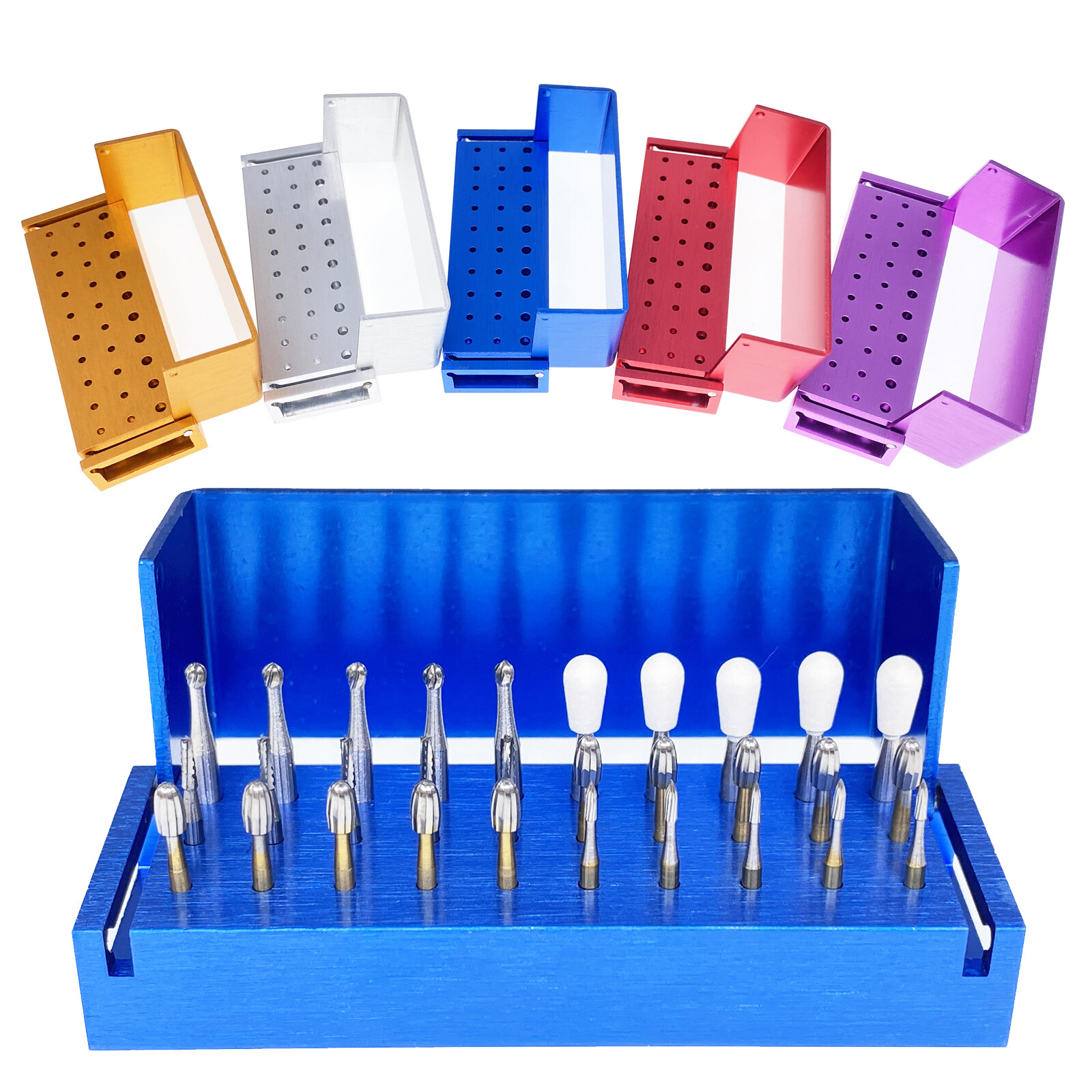 Dental Bur Burs Holder Block Disinfection Box Aluminium Autoclave 30 Holes
