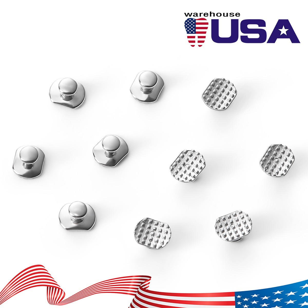 10pcs Dental Orthodontic Lingual Buttons Bondable for Bondable Rectangular Base