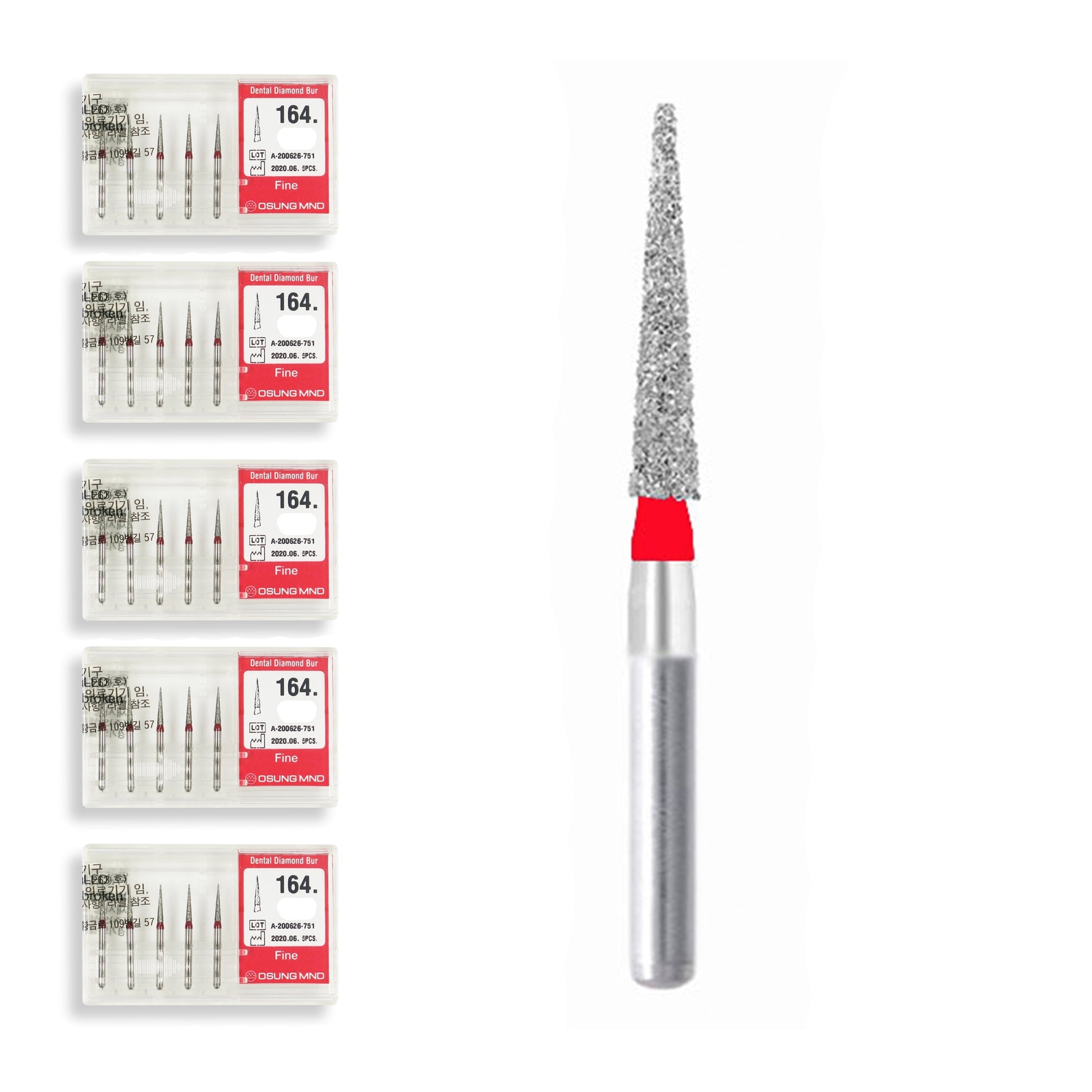Conical Pointed, Slender 1.2 mm Dia. Fine Grit Diamond Dental Bur 25 Pcs