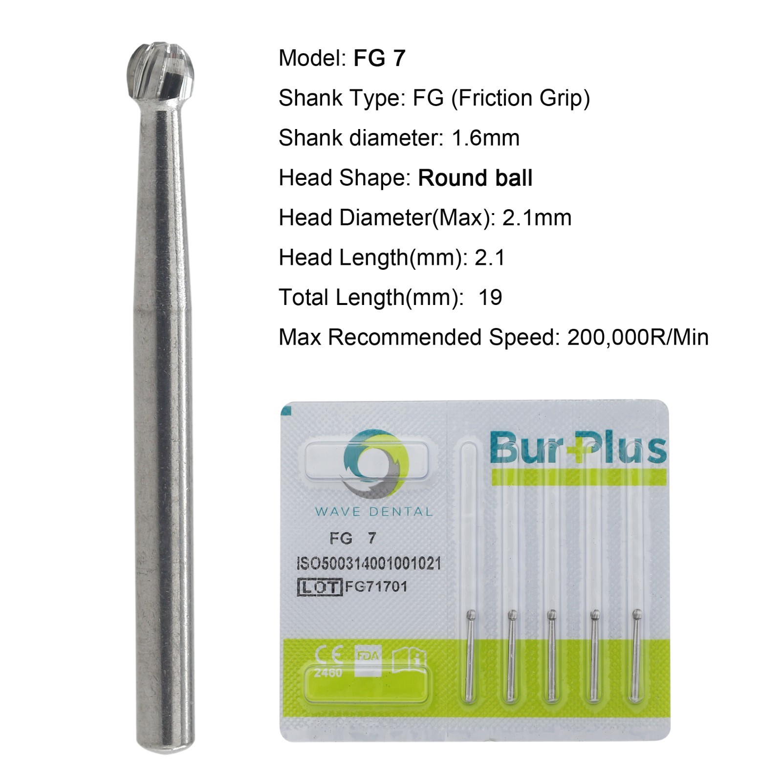 Dental Carbide Burs Diamond Burs Round FG 4 6 8 2 Friction Grip High Speed 801