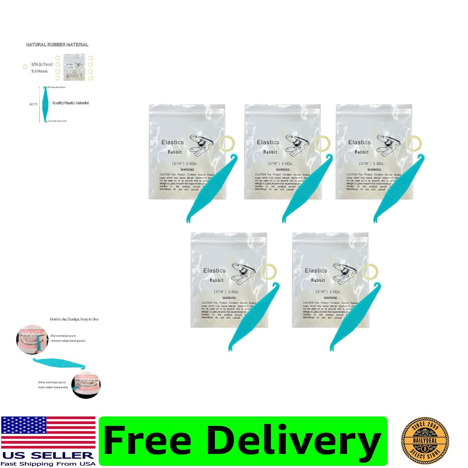 3/16 Inch Orthodontic Elastic Rubber Bands, 500 Pack Medium 3.5 Ounce Rubberb…
