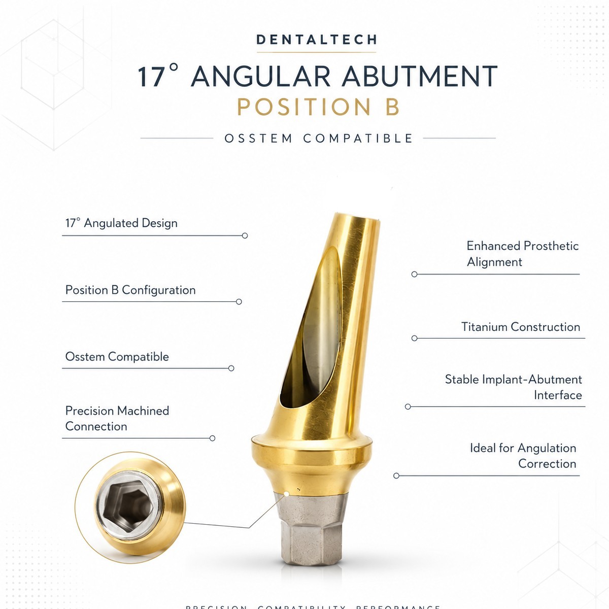 US 5Pcs 17° Angled Anatomic Abutment Hiossen Osstem Mini Regular Hex Titanium
