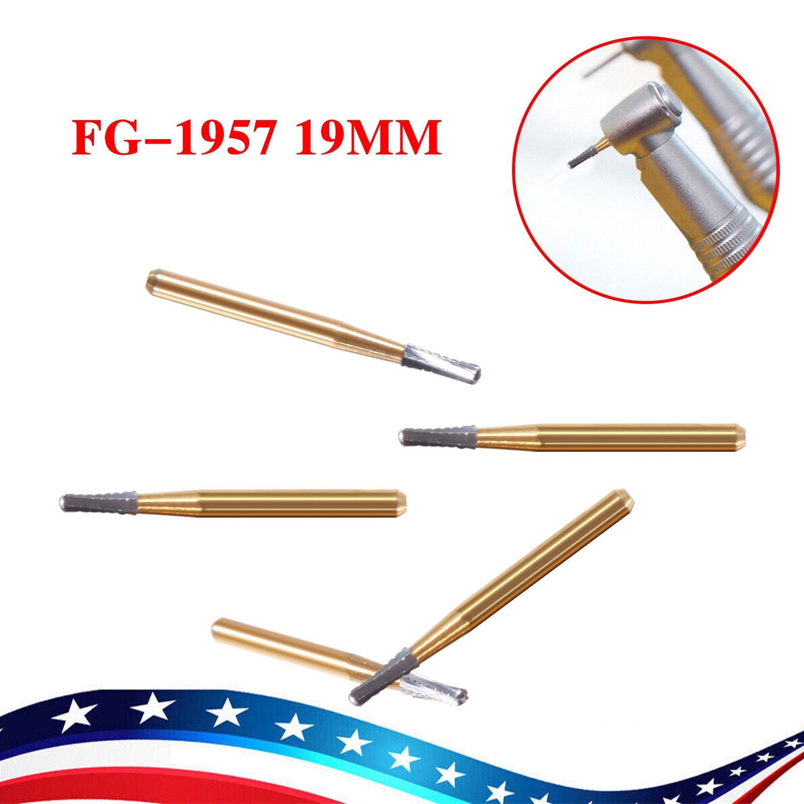 10Pcs Dental Tungsten Carbide Burs Crown Cutter Cutting Transmetal FG 1957