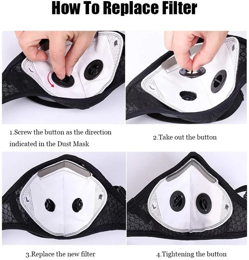 Half Face Cover Respirator Mask W/ Filters Anti Air Pollution Reusable Facepiece