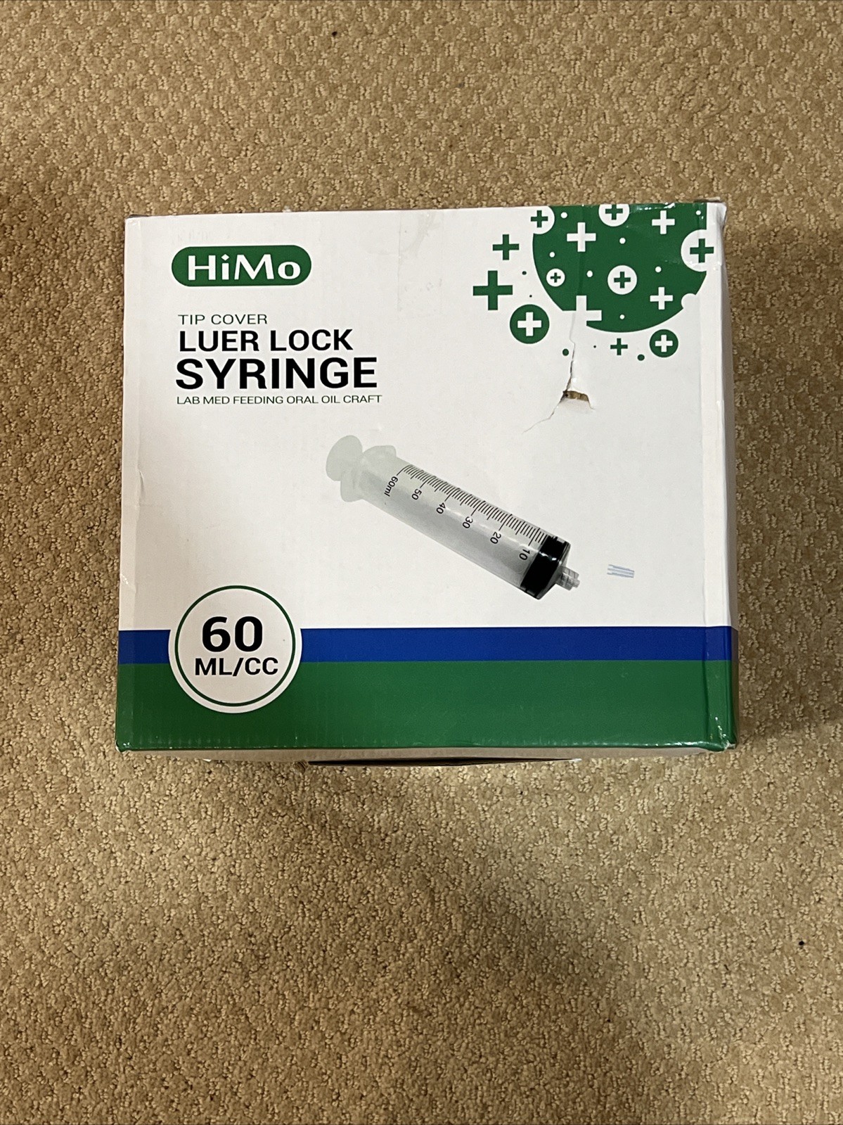 HiMo Pack of 50 – 60mL Luer Lock Syringe without Needle Large Plastic(1 Missing)