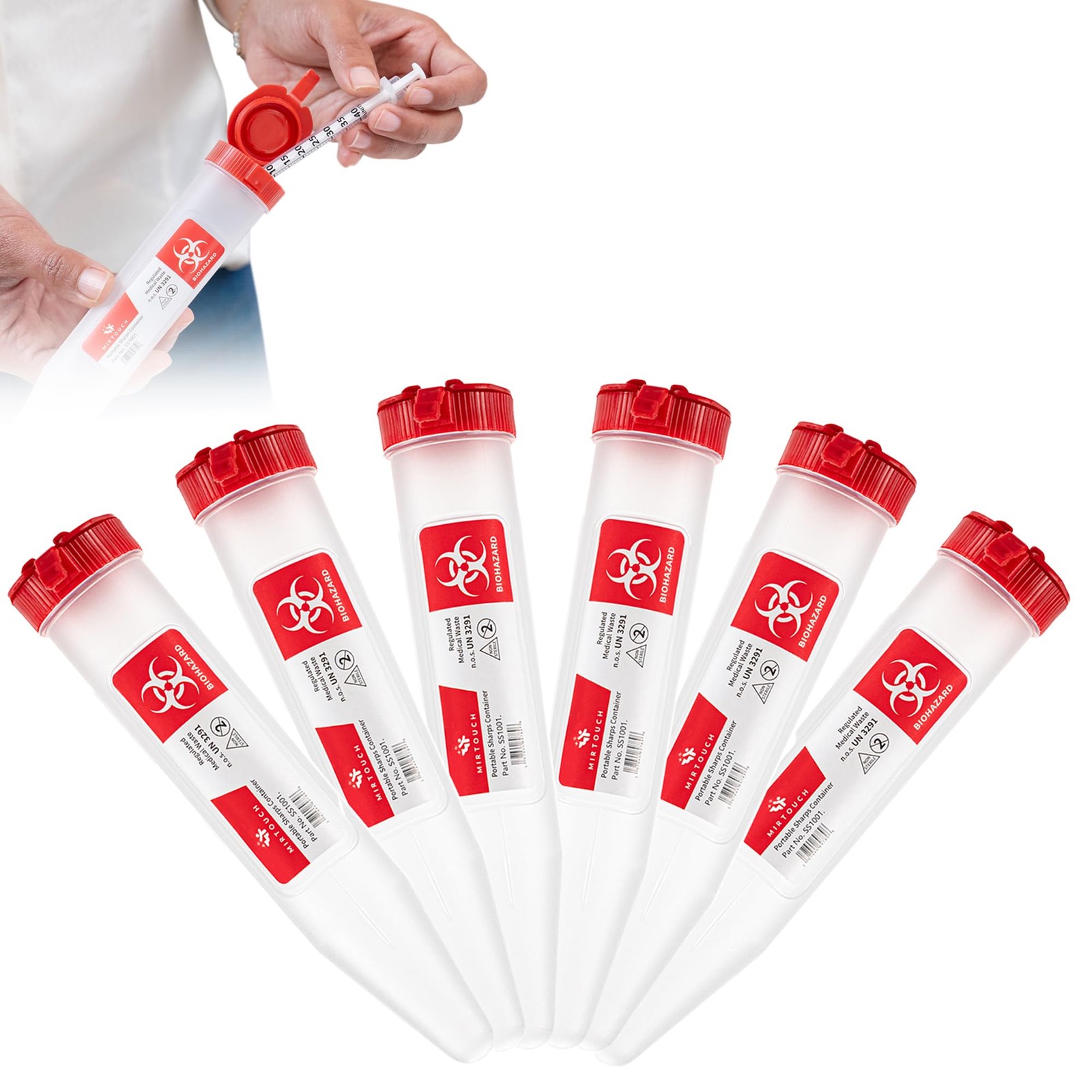 Sharps-Shuttle – Single Use Travel Sharps 6.5in Pointed-End (6Pk), Red