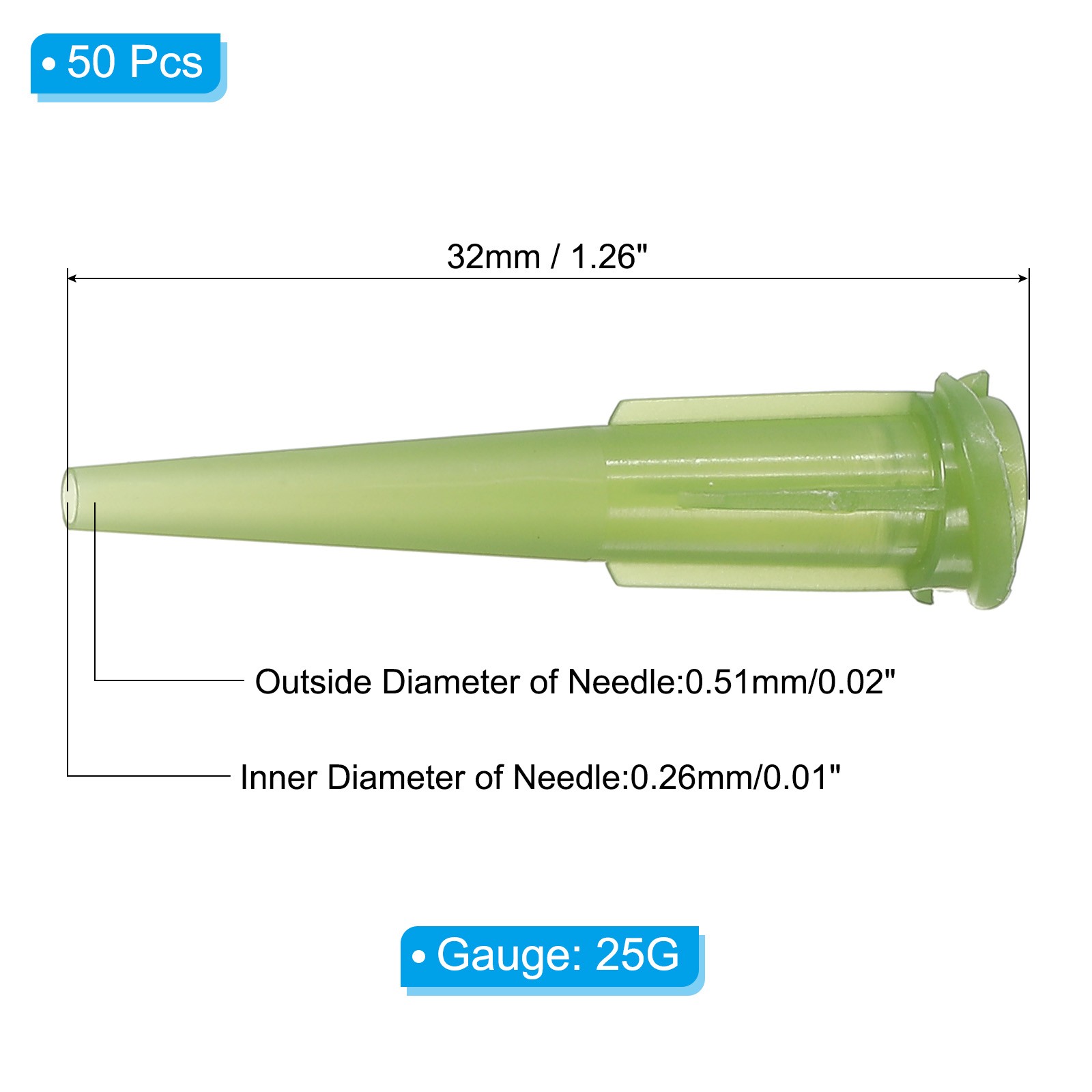 50 Pcs 14G Plastic Blunt Tip Tapered Dispensing Needle for Glue, Olive Green
