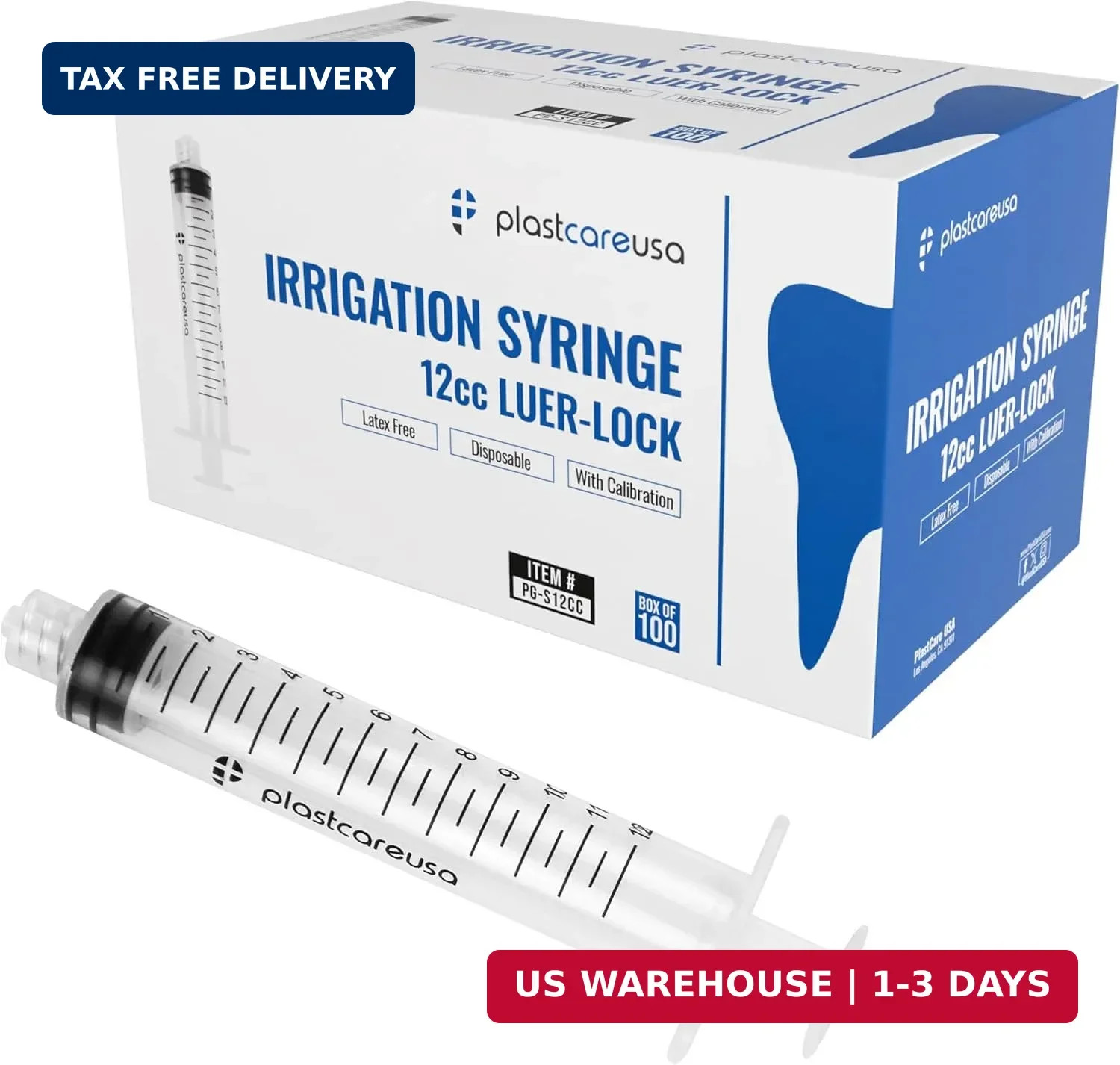 100 12ml Luer Lock Syringe without Needle, Disposable Luer Slip Tip Syringes – N