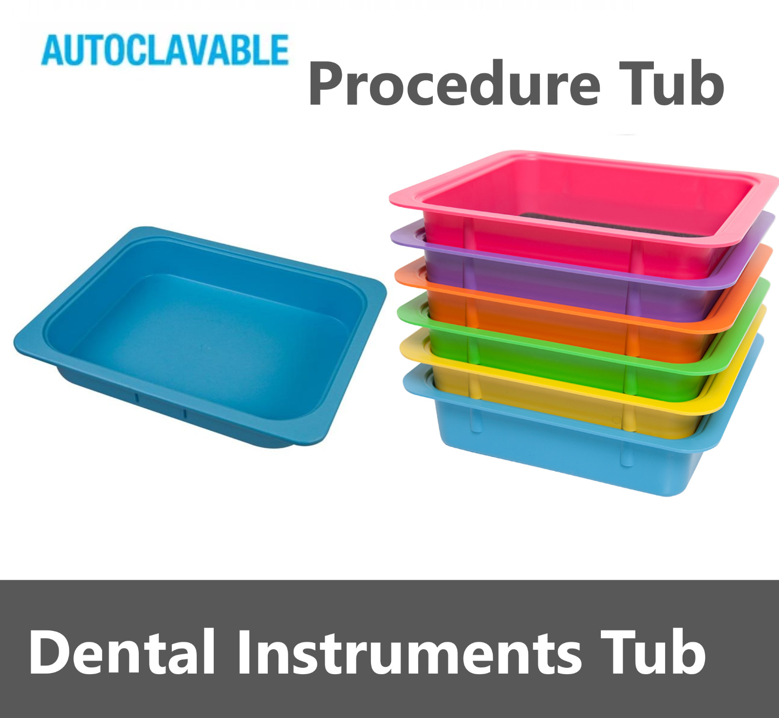 4/Pack Dental Procedure Tub For Instruments Operation Tub, Autoclave Instruments