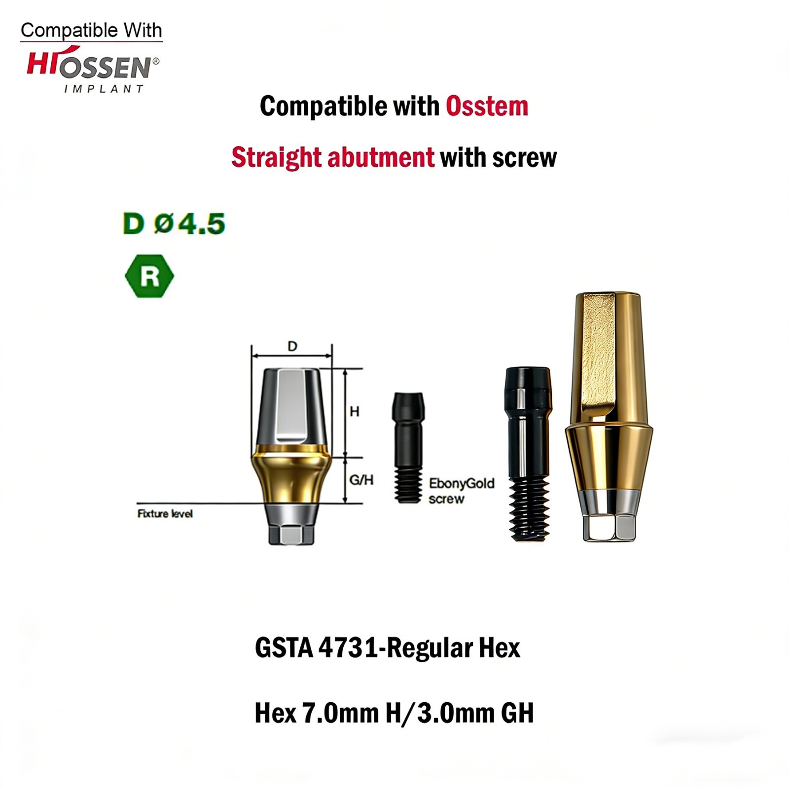 US 5pcs Dental Osstem Hiossen TS Ti Straight Transfer Abutment Hex MINI/Regular