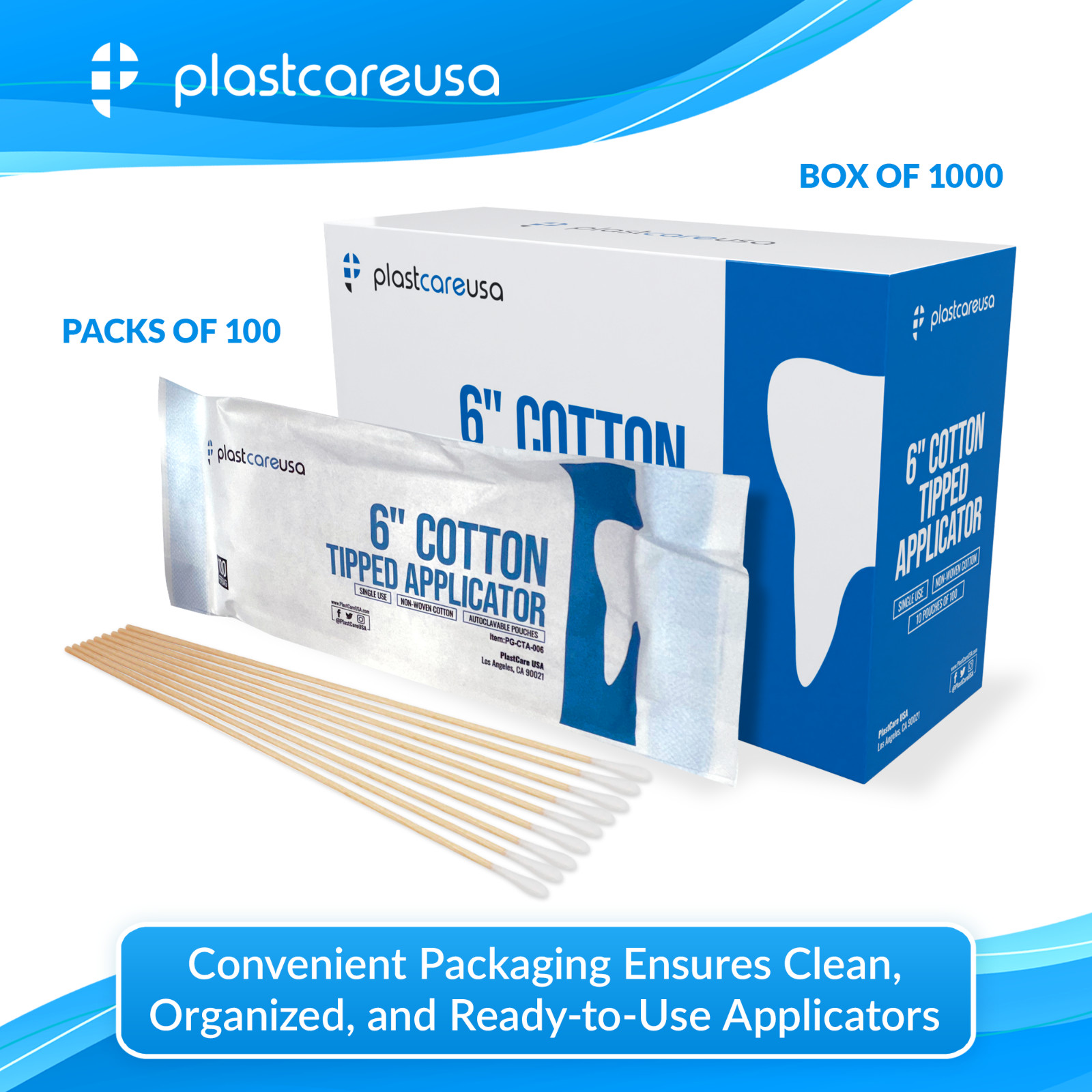 Cotton Tip Applicators 3″ 6″ Wooden Swabs Medical Dental Disposable (Choose Qty)