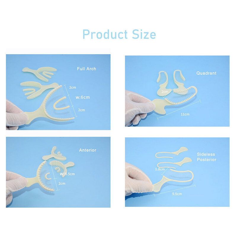5 Sizes Dental Disposable Impression Bite Registration Net Tray Sideless Plastic