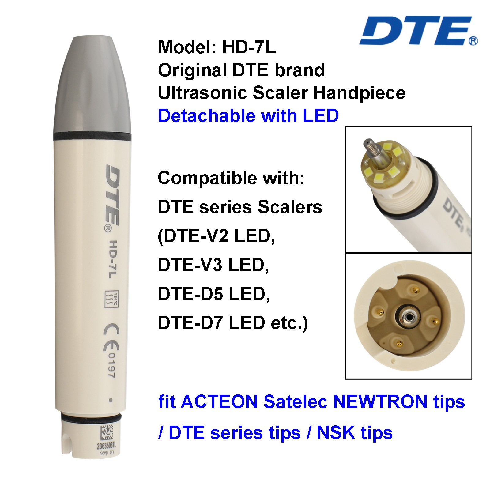 Woodpecker Ultrasonic Scaler DTE V3 LED Handpiece HD-7L Dental Endo Piezo Tips