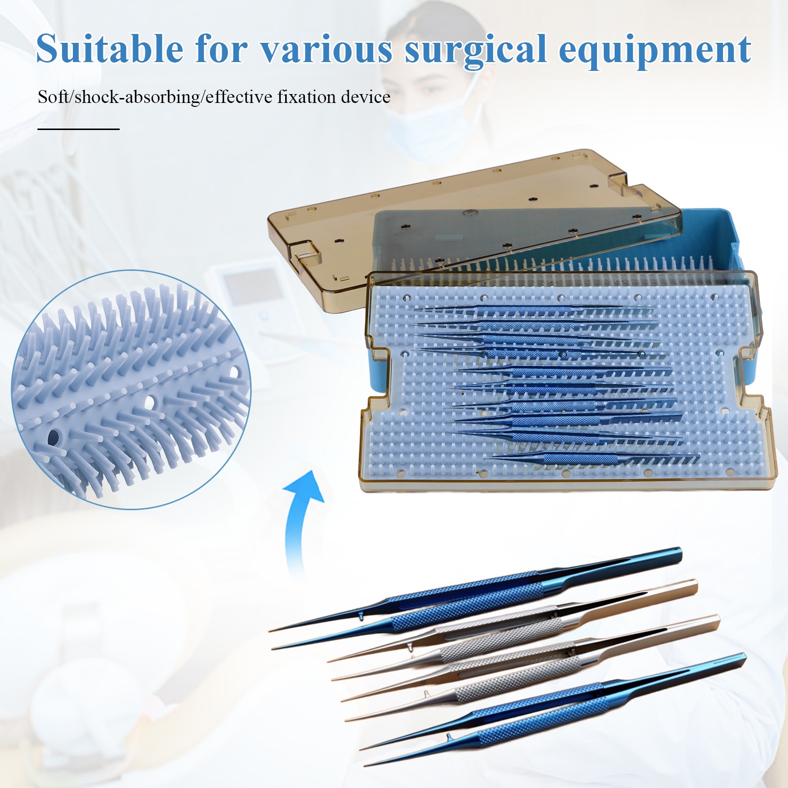 Autoclave Sterilization Tray Case Box with Silicone Pad for Surgical Instruments