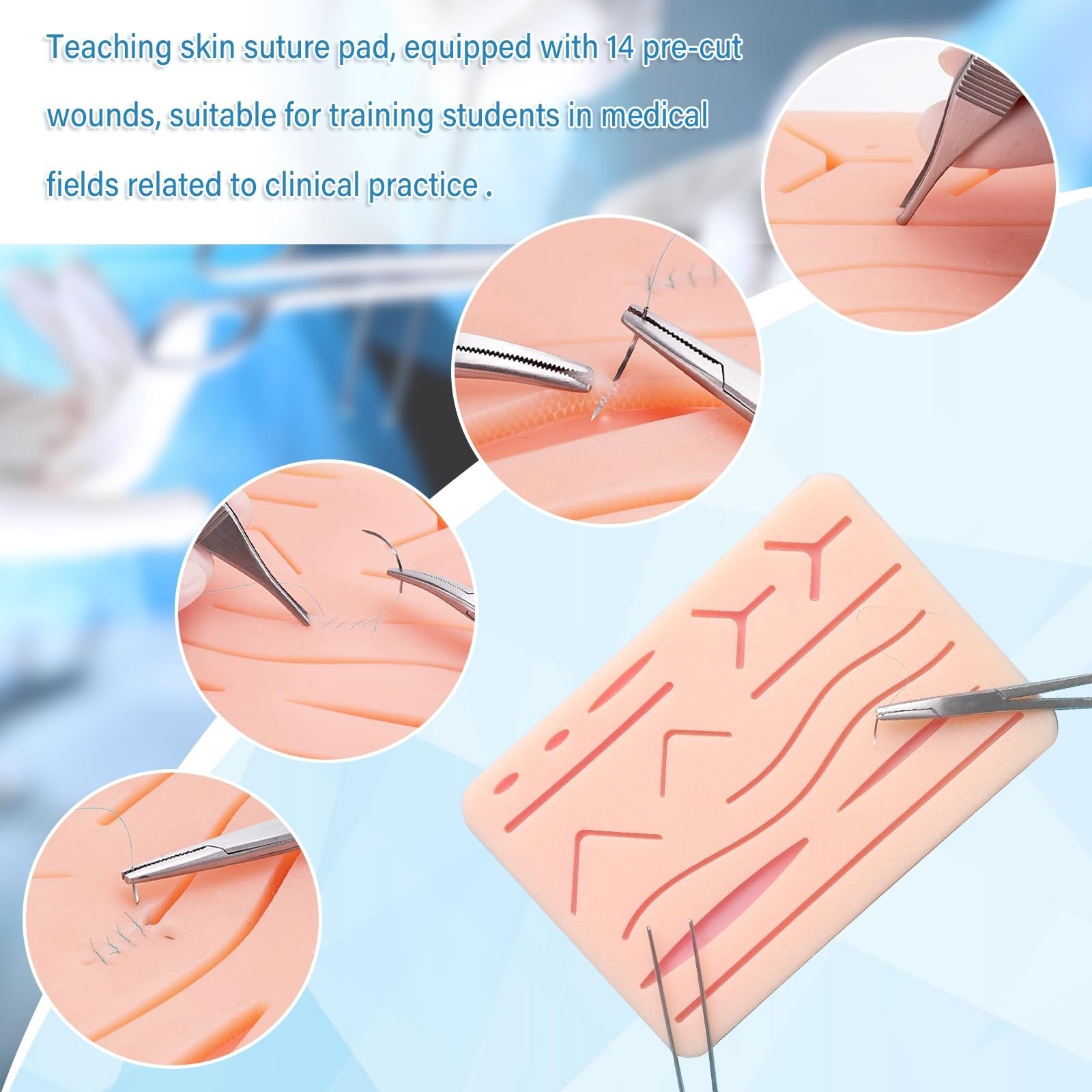Kit de práctica de sutura para estudiantes de medicina, almohadilla de silicona