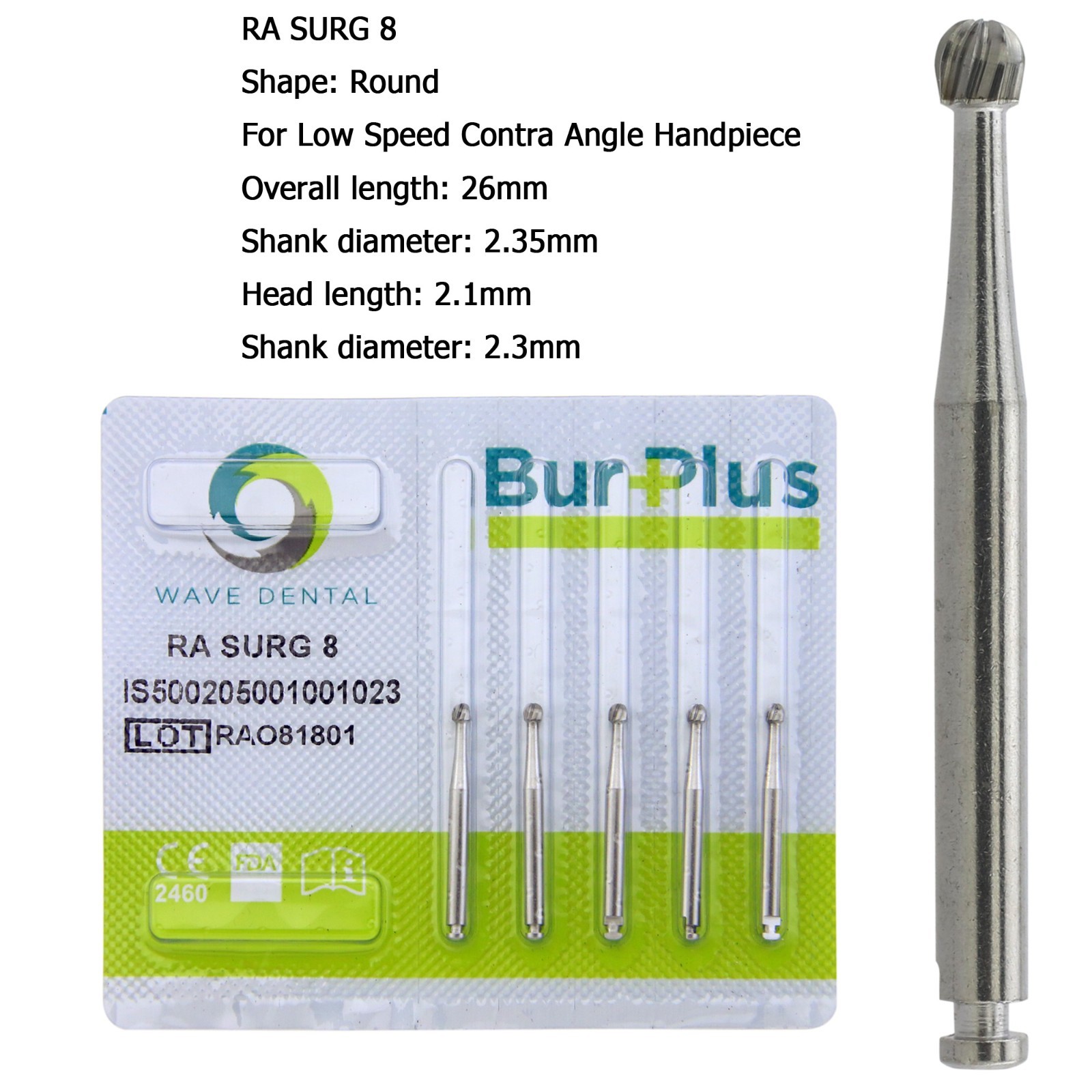 Wave Dental Carbide Round Latch Burs Surgical Burs RA Slow Speed Long 26mm 22mm