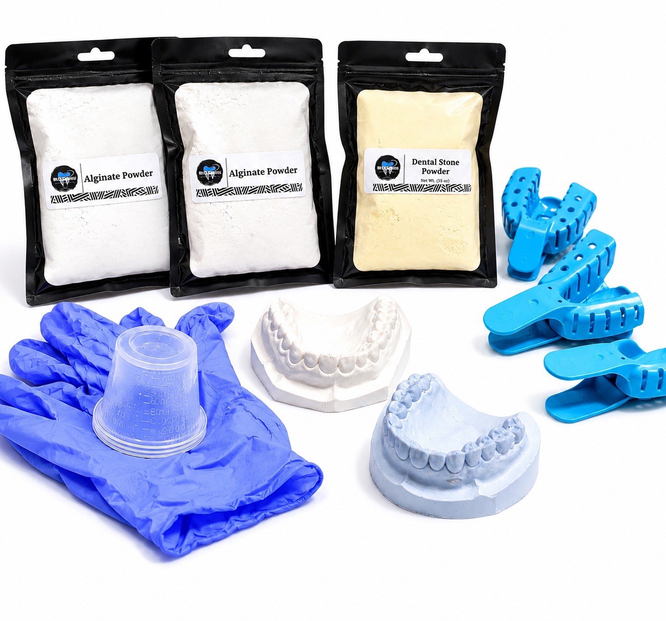 Dental Alginate Impression Kit + Lab Stone | 3 Trays | Make Impressions at Home